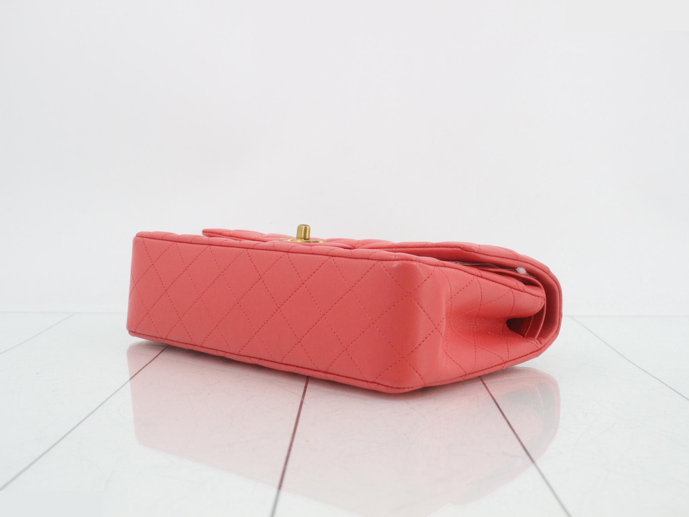 Matelassé 25 Double Flap Shoulder Bag, Lambskin, Pink — view 6
