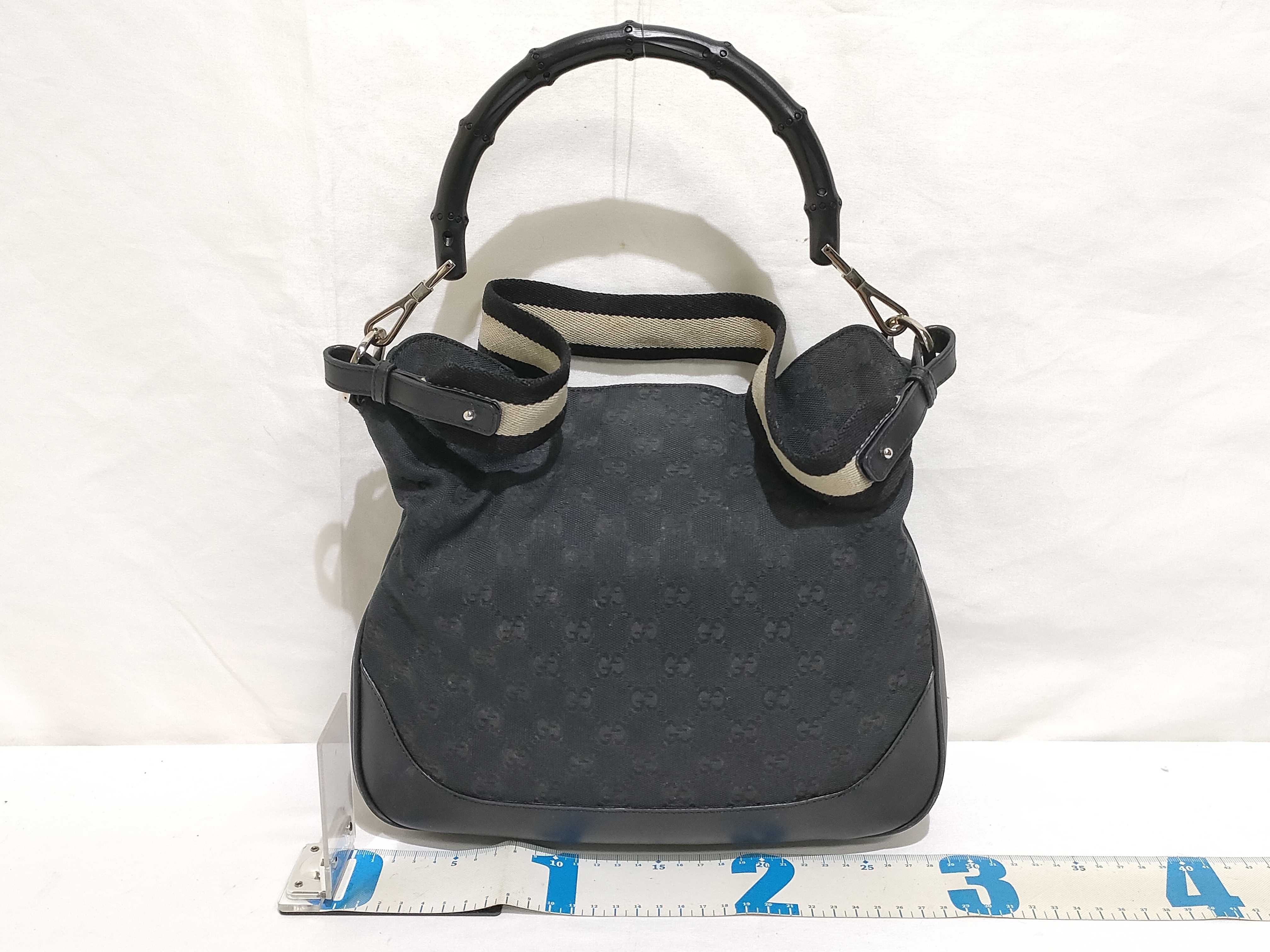 Bamboo 2-Way Handbag/Shoulder Bag, GG Canvas, Bamboo, Black/Navy Handbag (001.4095) — view 2