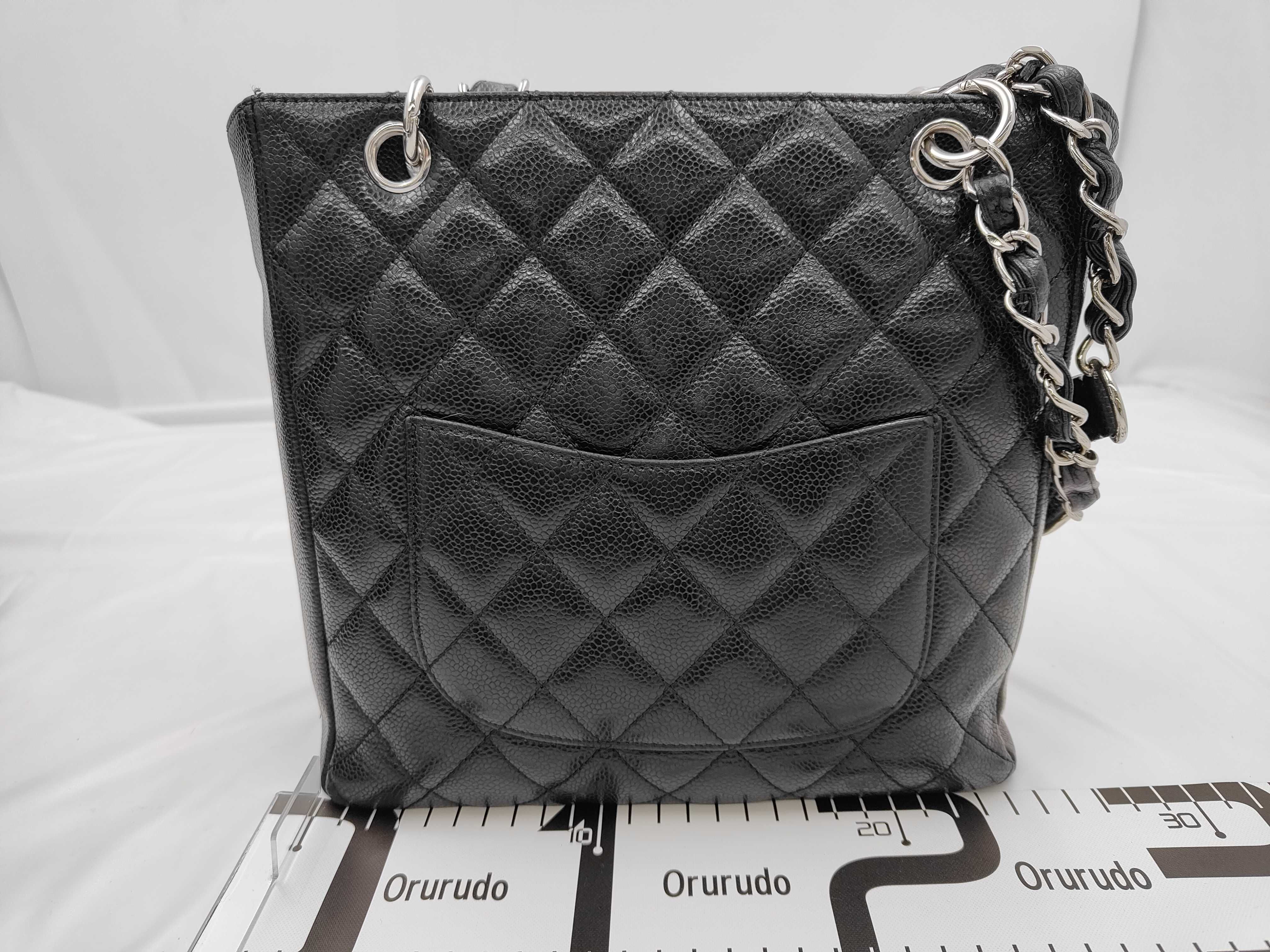Caviar Skin PST Chain Tote Bag, Black, Series 11 Tote Bag — view 2