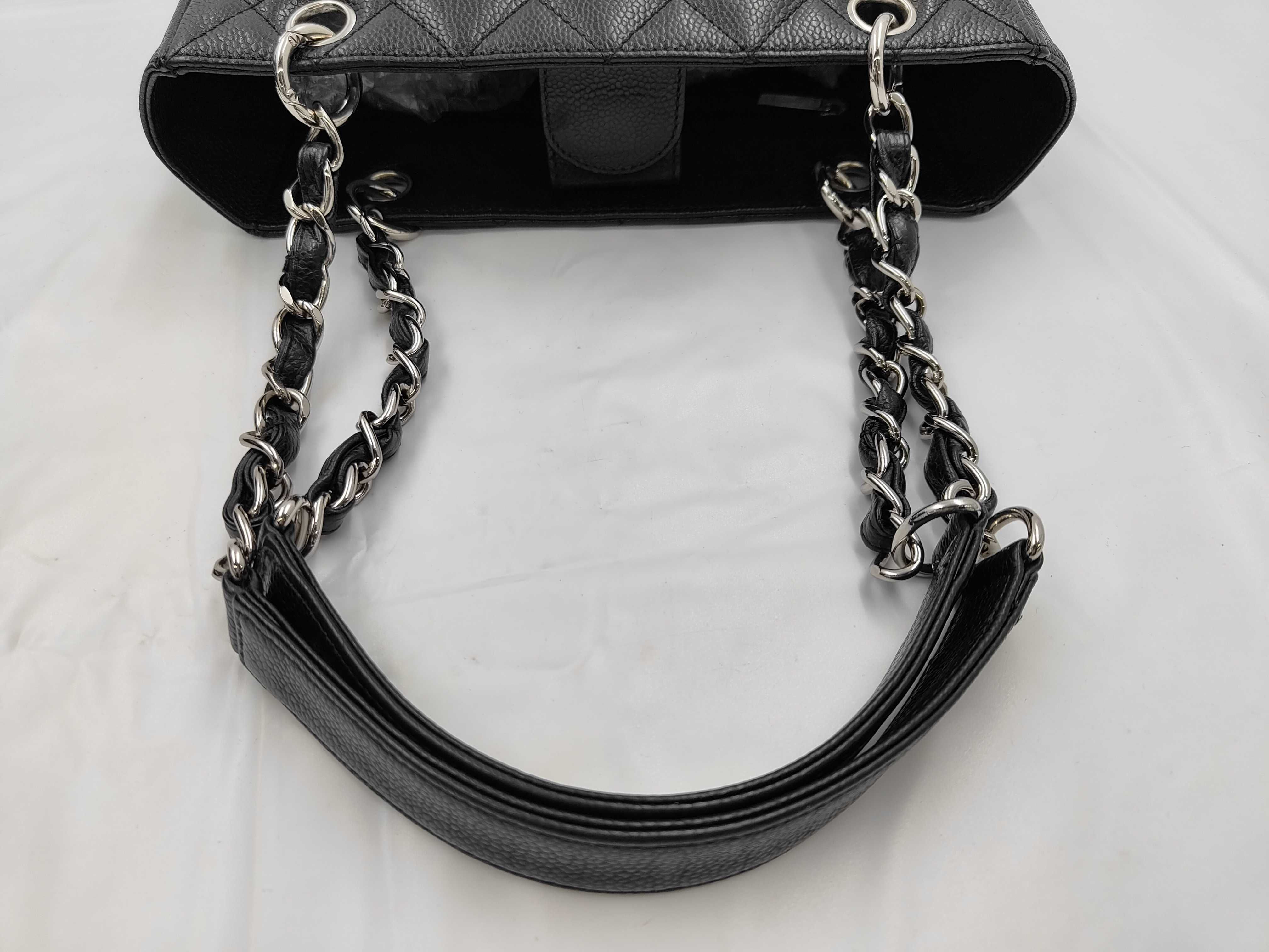 Caviar Skin PST Chain Tote Bag, Black, Series 11 Tote Bag — view 3