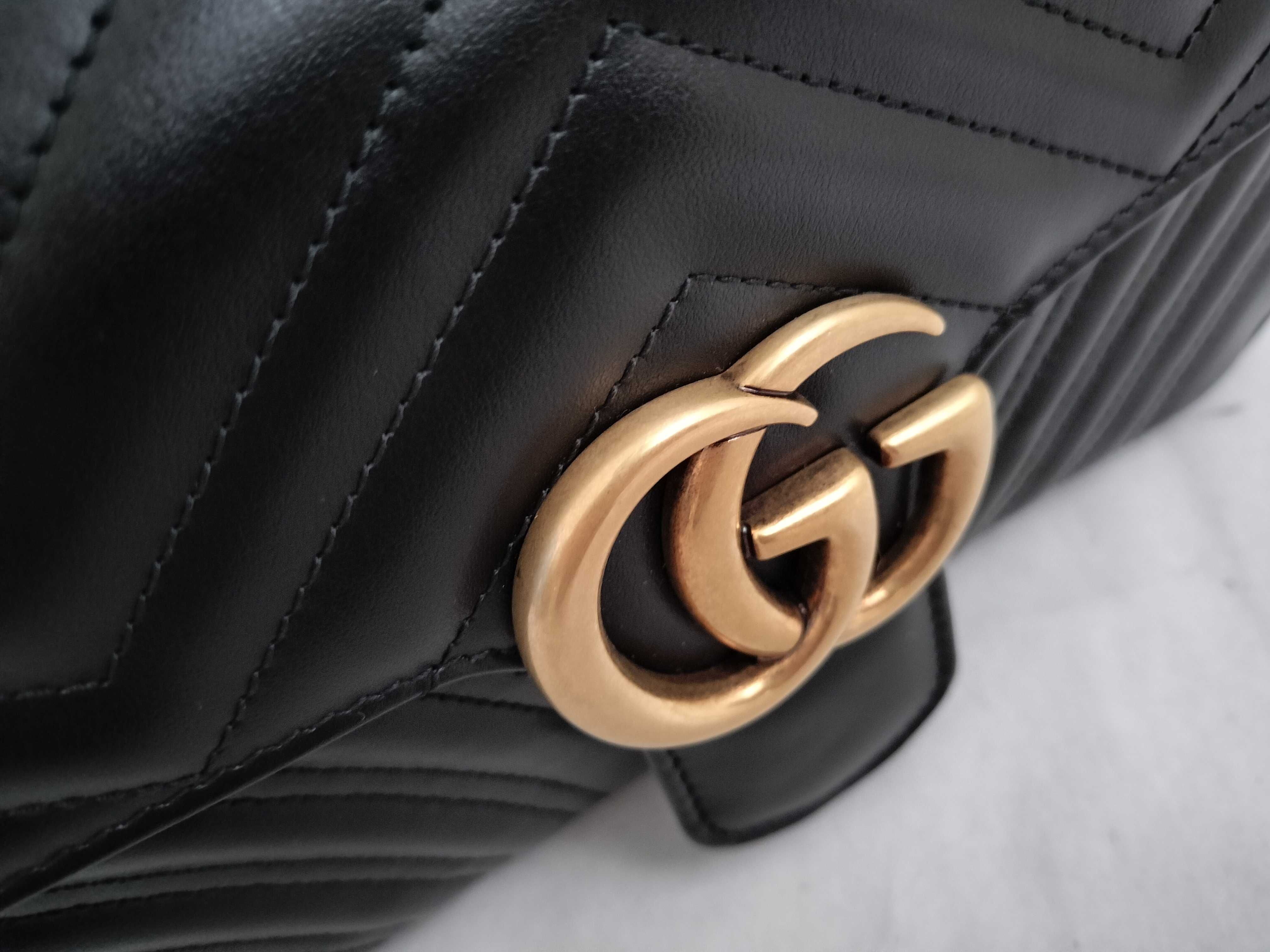 GG Marmont Shoulder Bag, Black with Gold Hardware, 446744, with Dust Bag. — view 15
