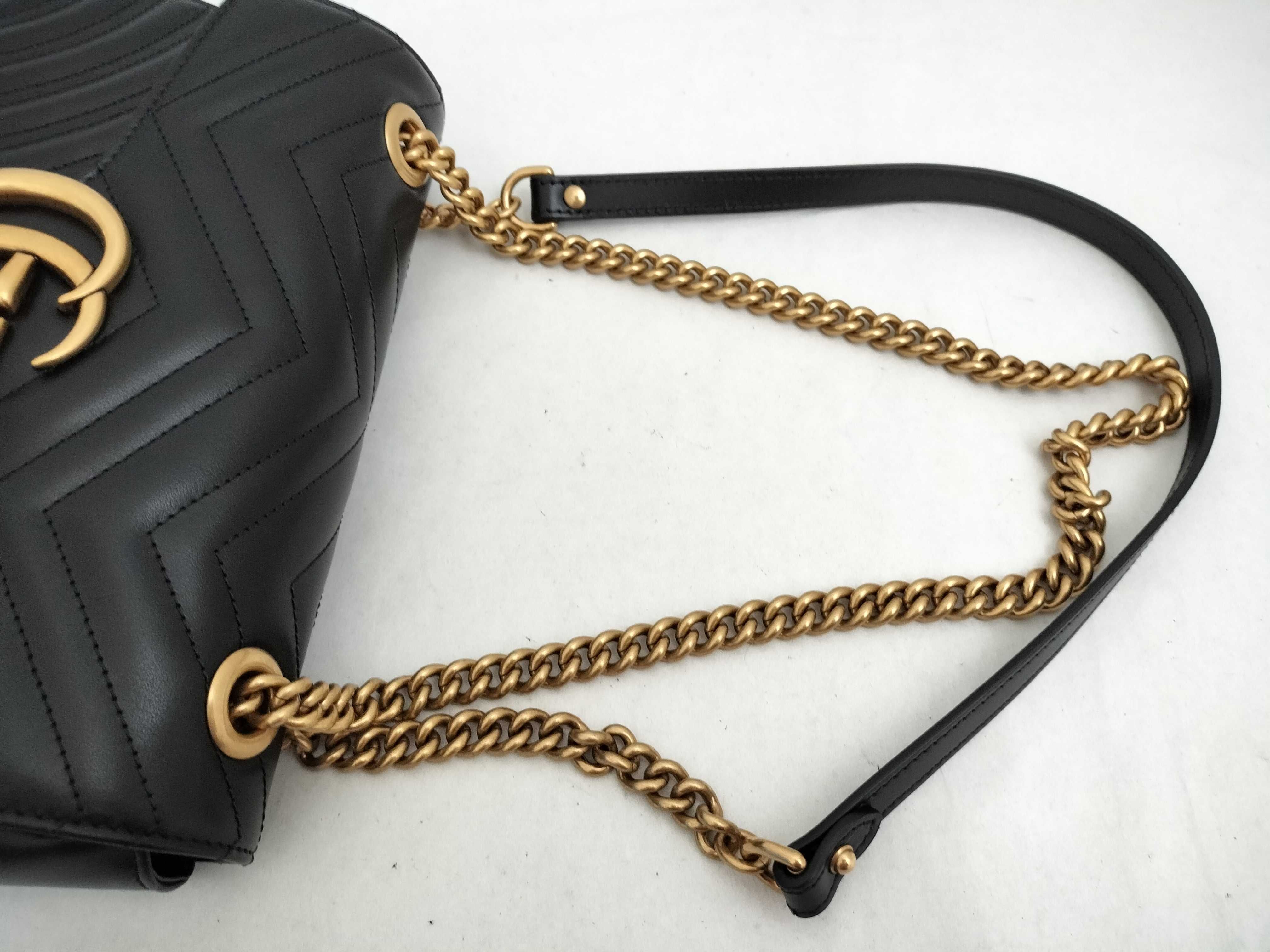 GG Marmont Shoulder Bag, Black with Gold Hardware, 446744, with Dust Bag. — view 3