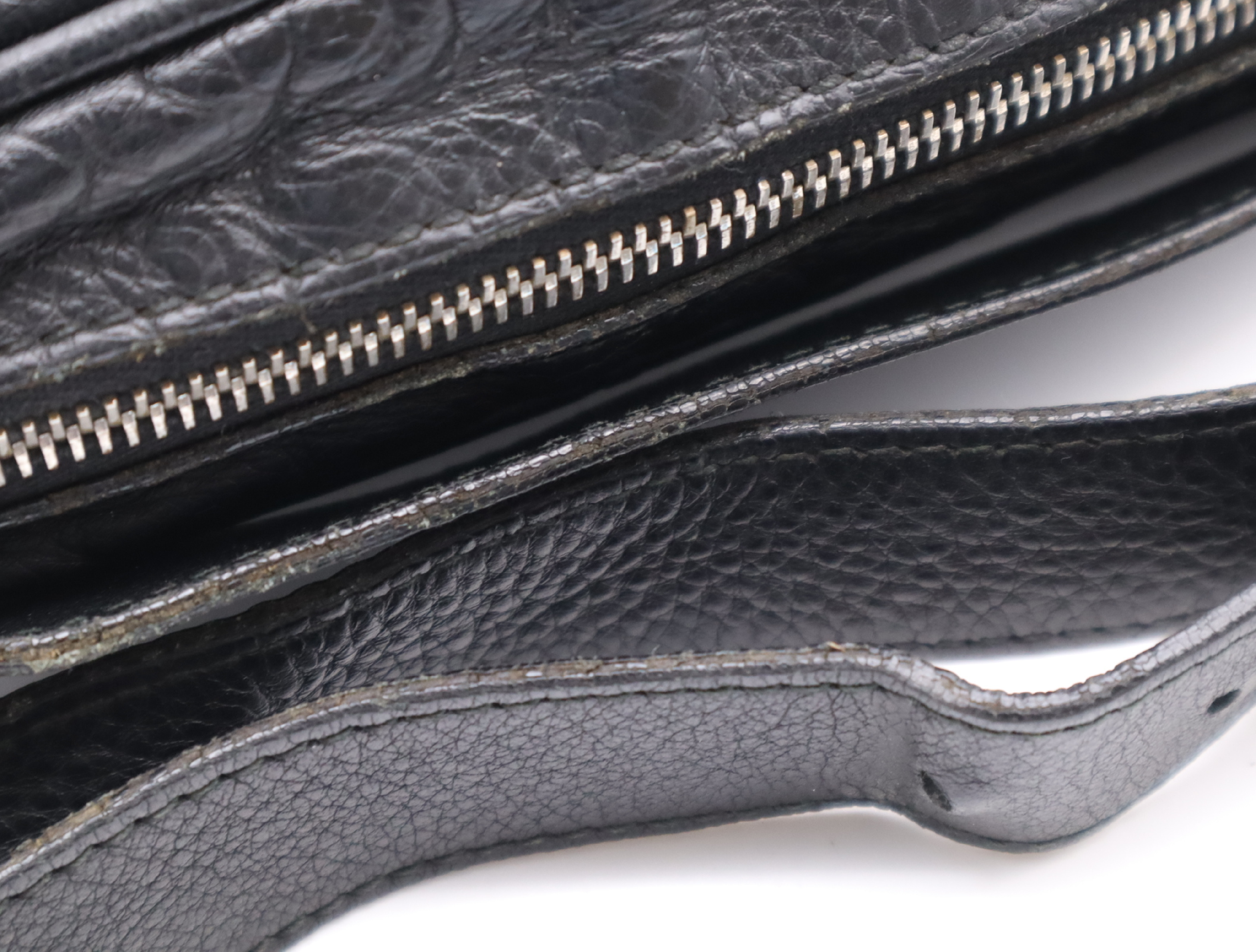 Leather Guccissima Shoulder Bag, Black, Silver Hardware — view 11