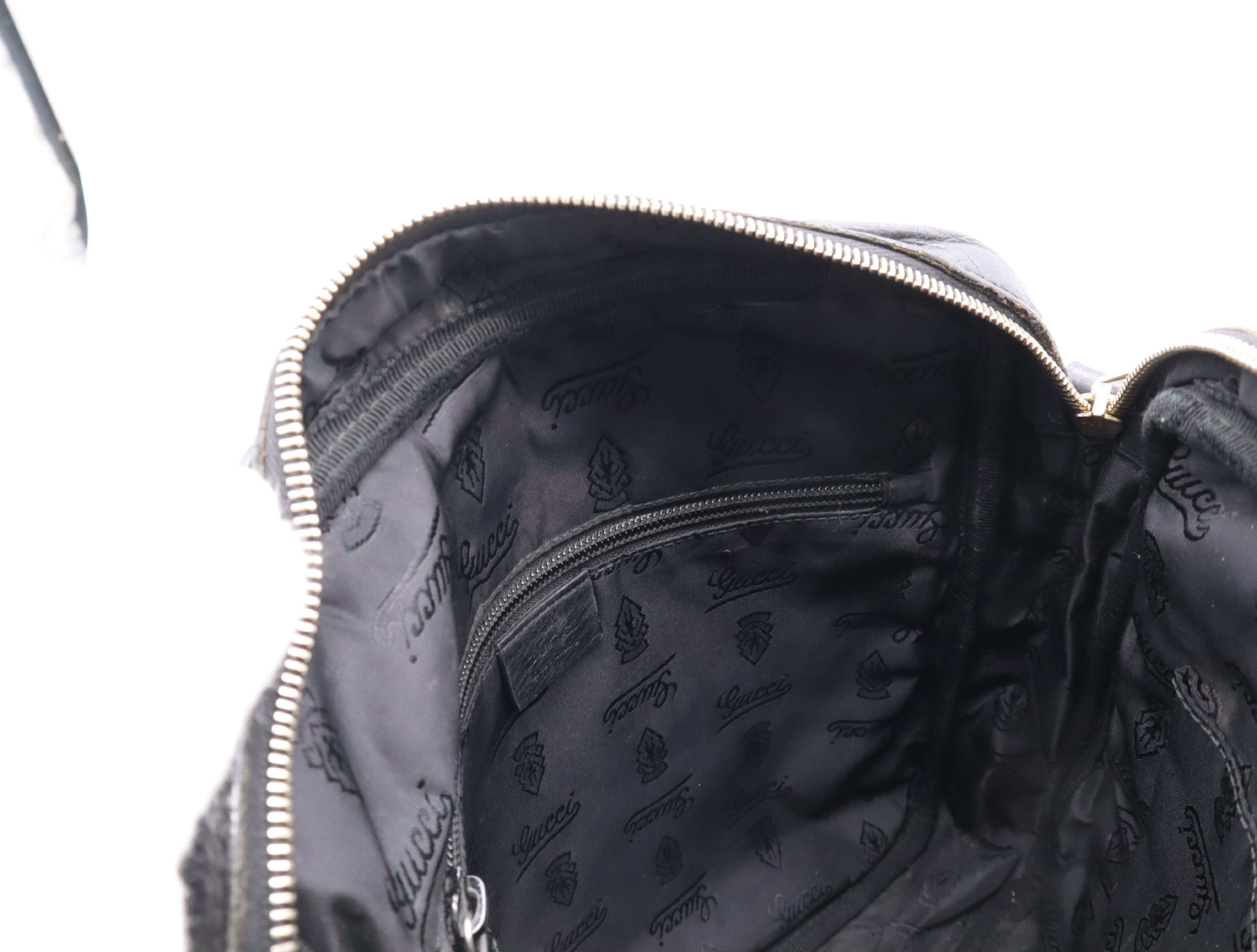 Leather Guccissima Shoulder Bag, Black, Silver Hardware — view 12