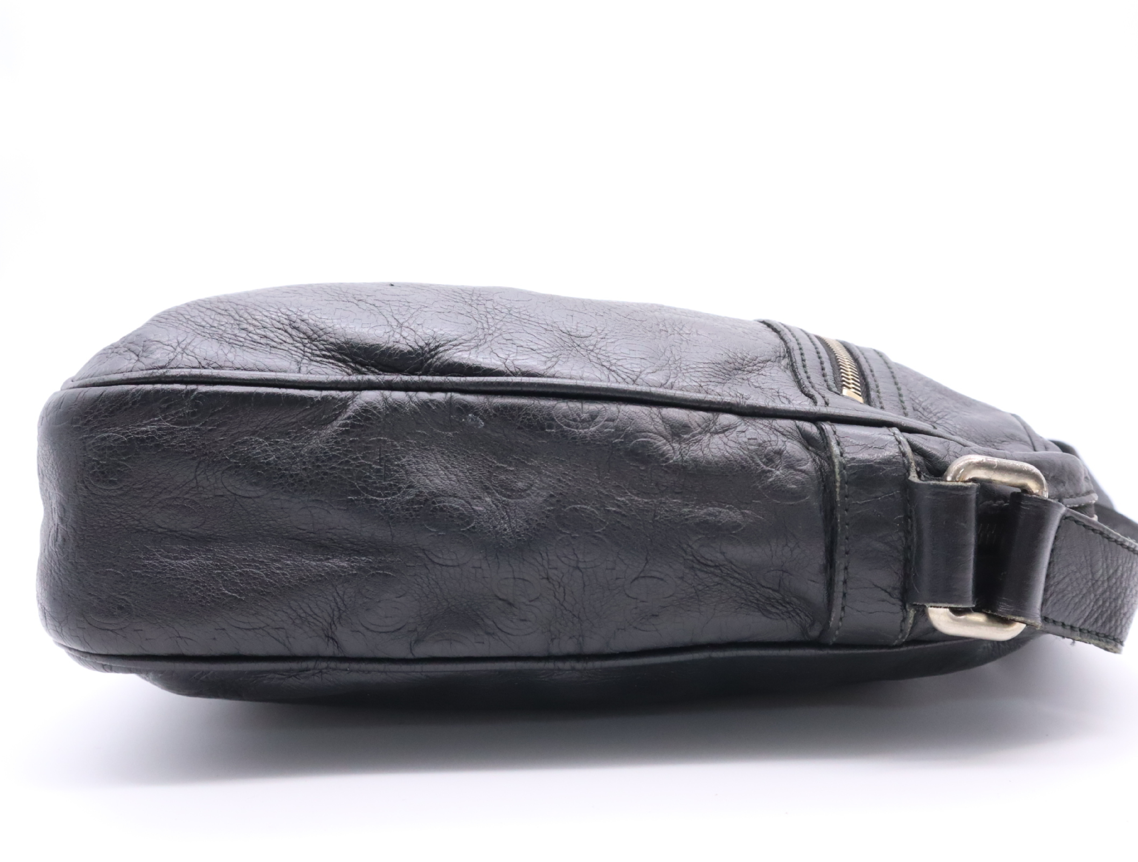 Leather Guccissima Shoulder Bag, Black, Silver Hardware — view 5