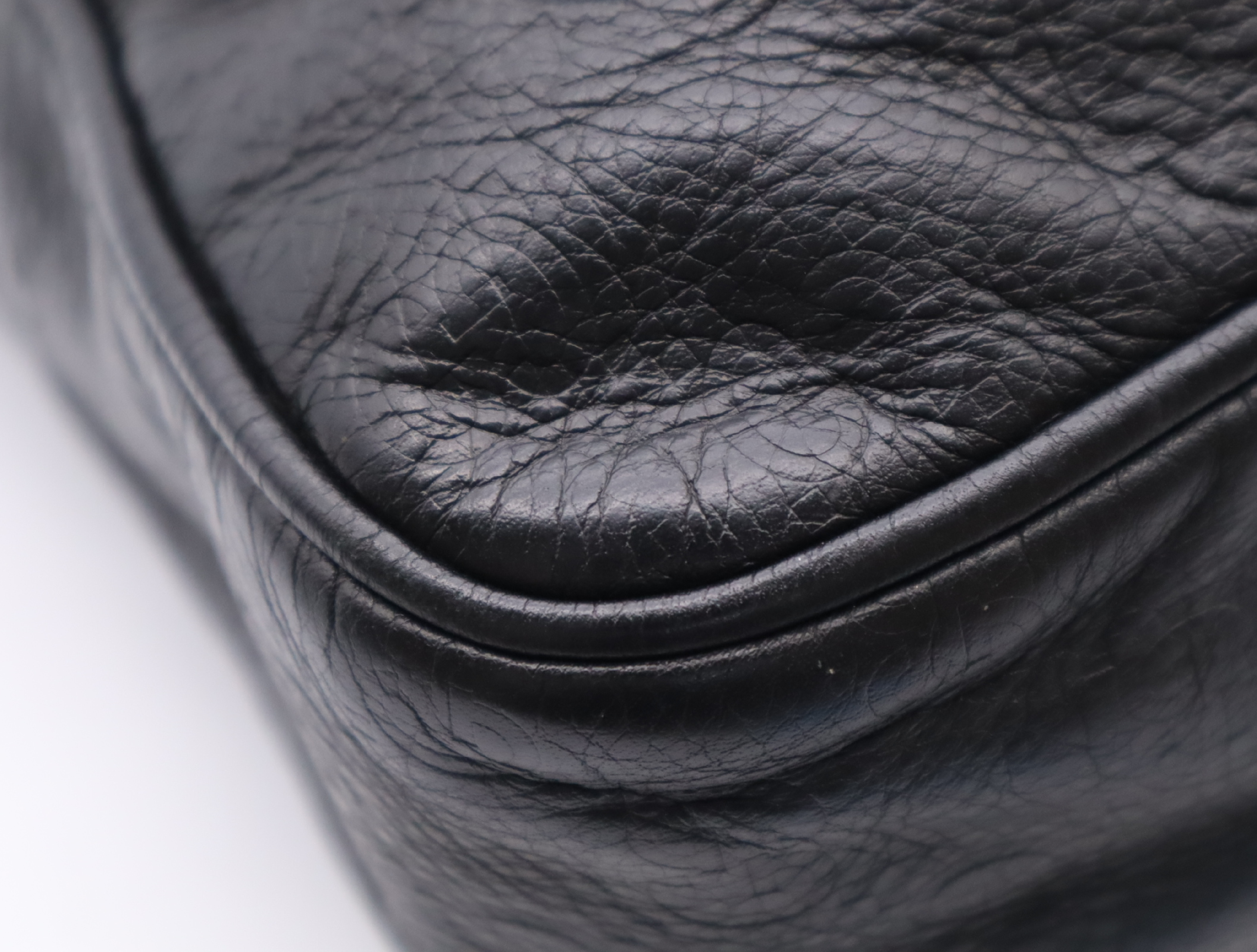 Leather Guccissima Shoulder Bag, Black, Silver Hardware — view 6