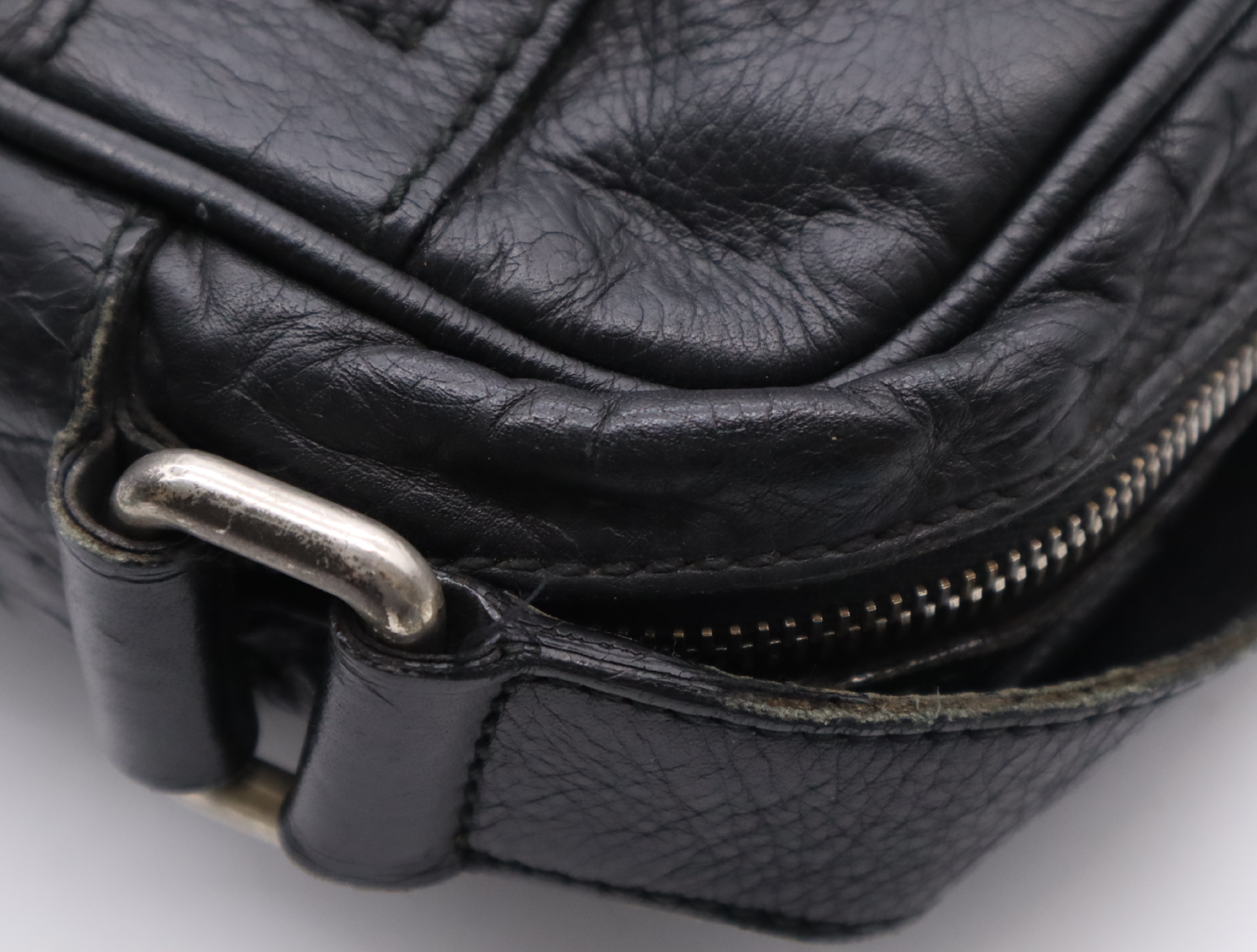 Leather Guccissima Shoulder Bag, Black, Silver Hardware — view 8