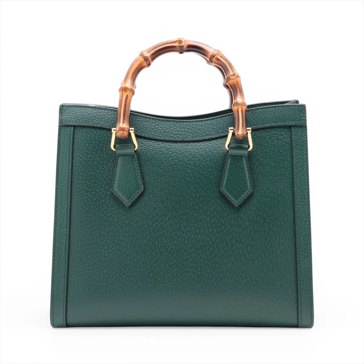 Bamboo Diana Leather 2-Way Handbag, Green, 702721 — view 2