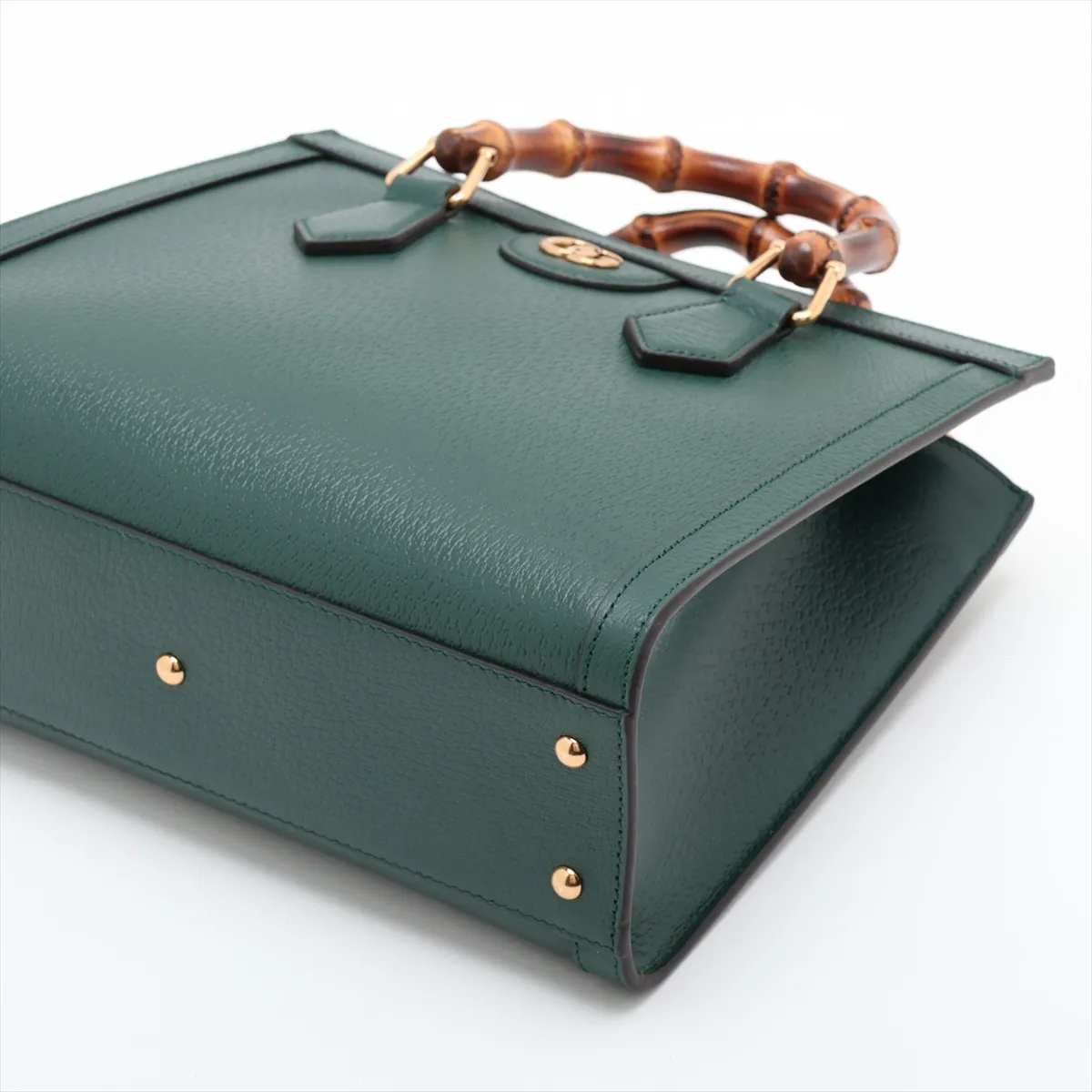 Bamboo Diana Leather 2-Way Handbag, Green, 702721 — view 3
