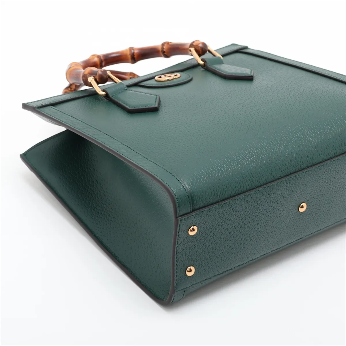 Bamboo Diana Leather 2-Way Handbag, Green, 702721 — view 4