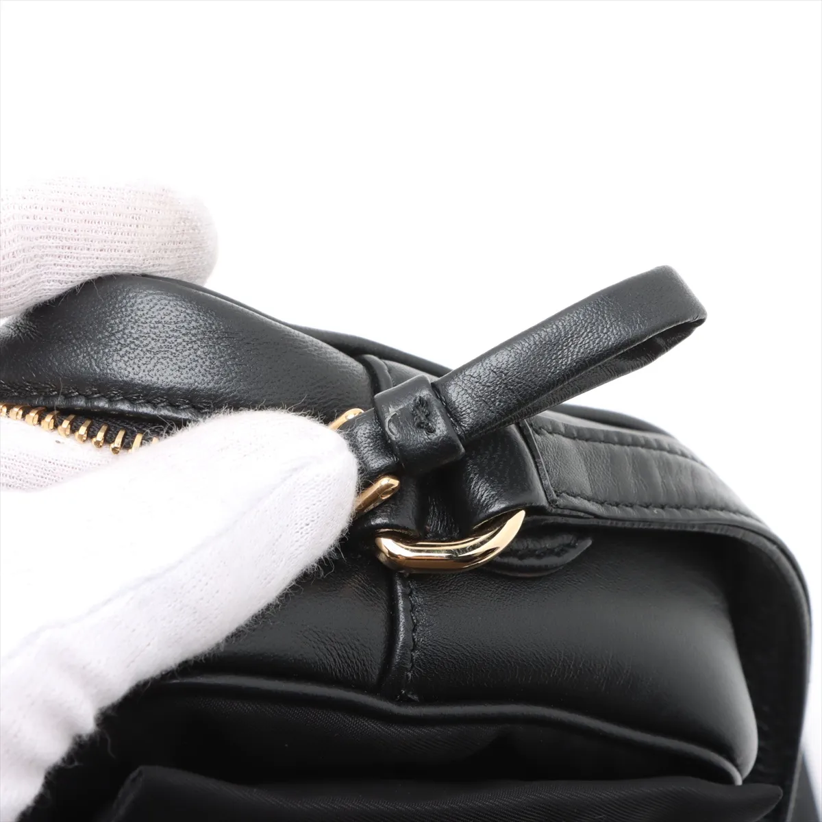 Tessuto Ribbon Nylon Shoulder Bag Black — view 9