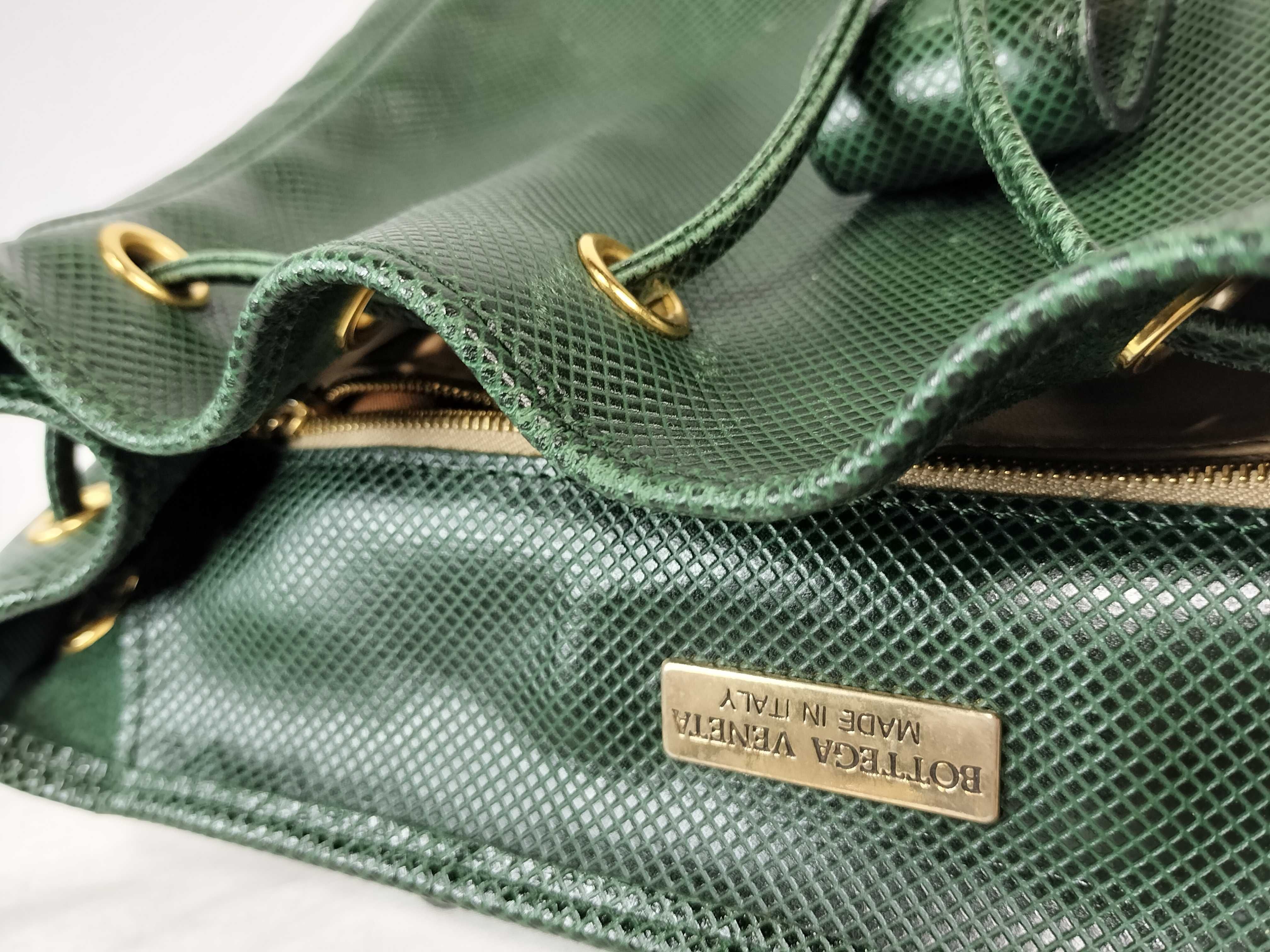 Leather Backpack, Green — view 14