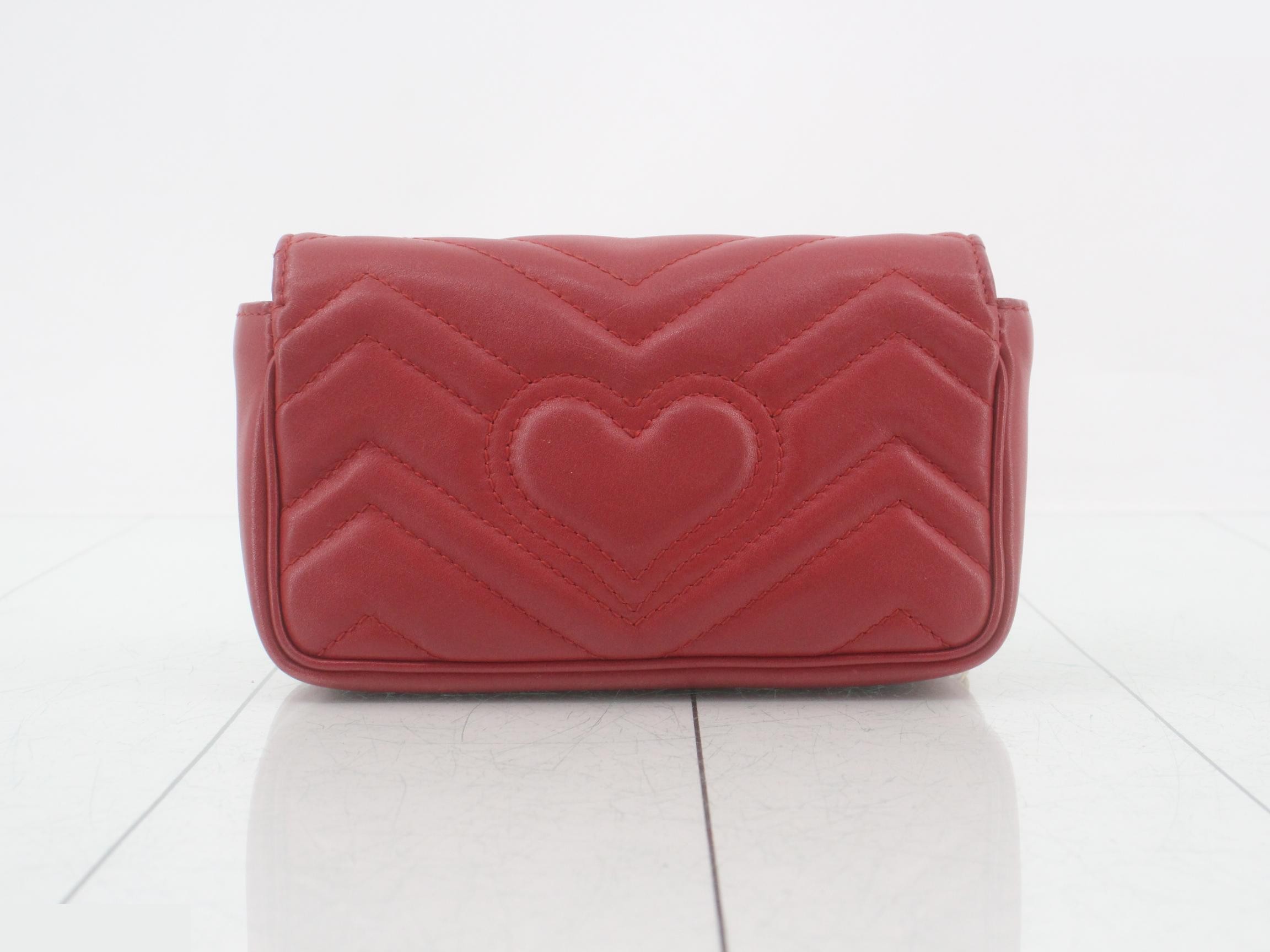 GG Marmont quilted red leather shoulder bag with box. — view 2