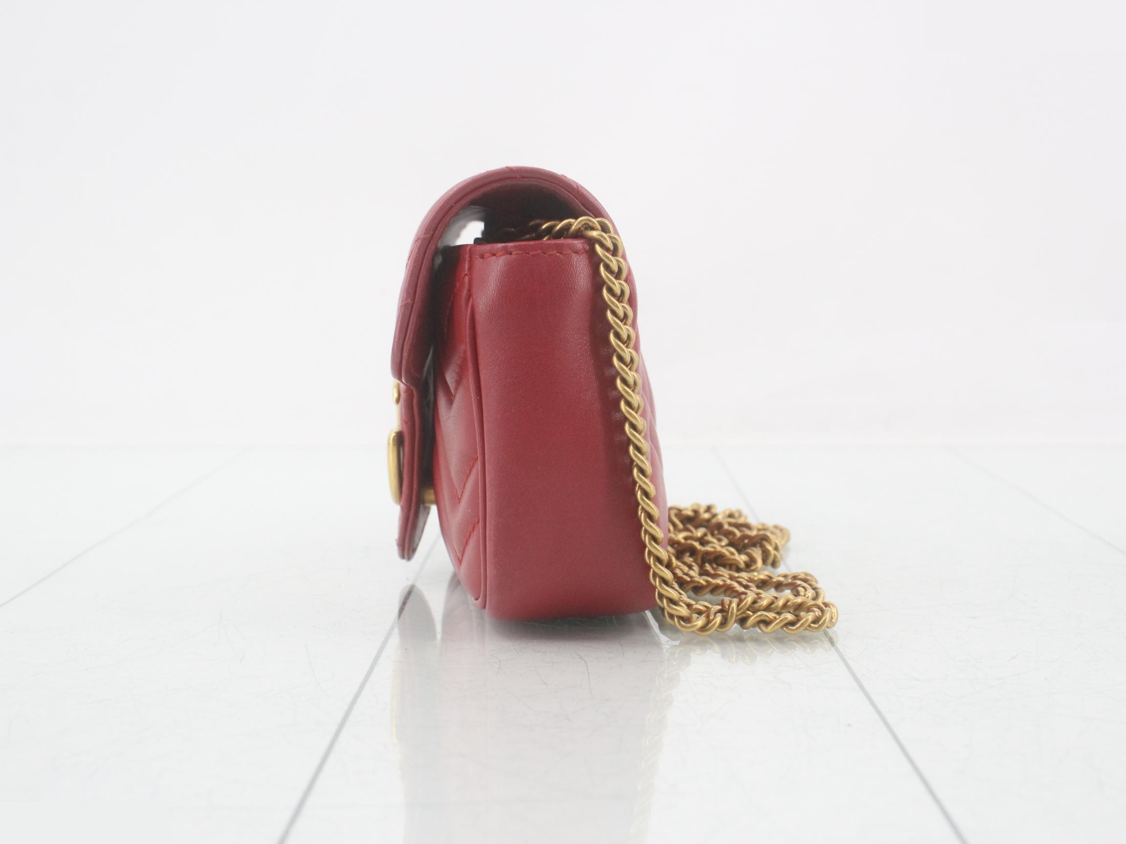 GG Marmont quilted red leather shoulder bag with box. — view 3