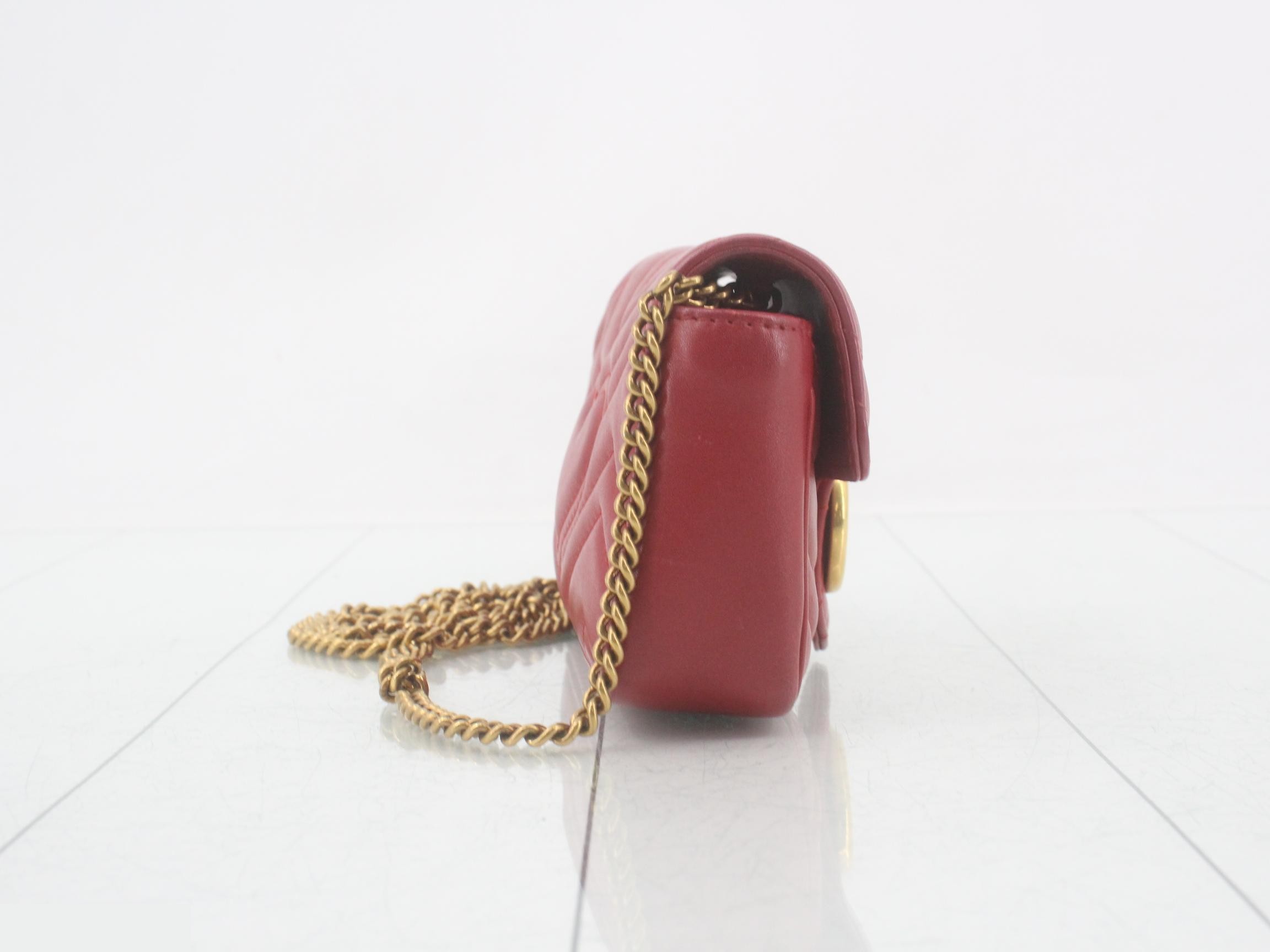 GG Marmont quilted red leather shoulder bag with box. — view 4