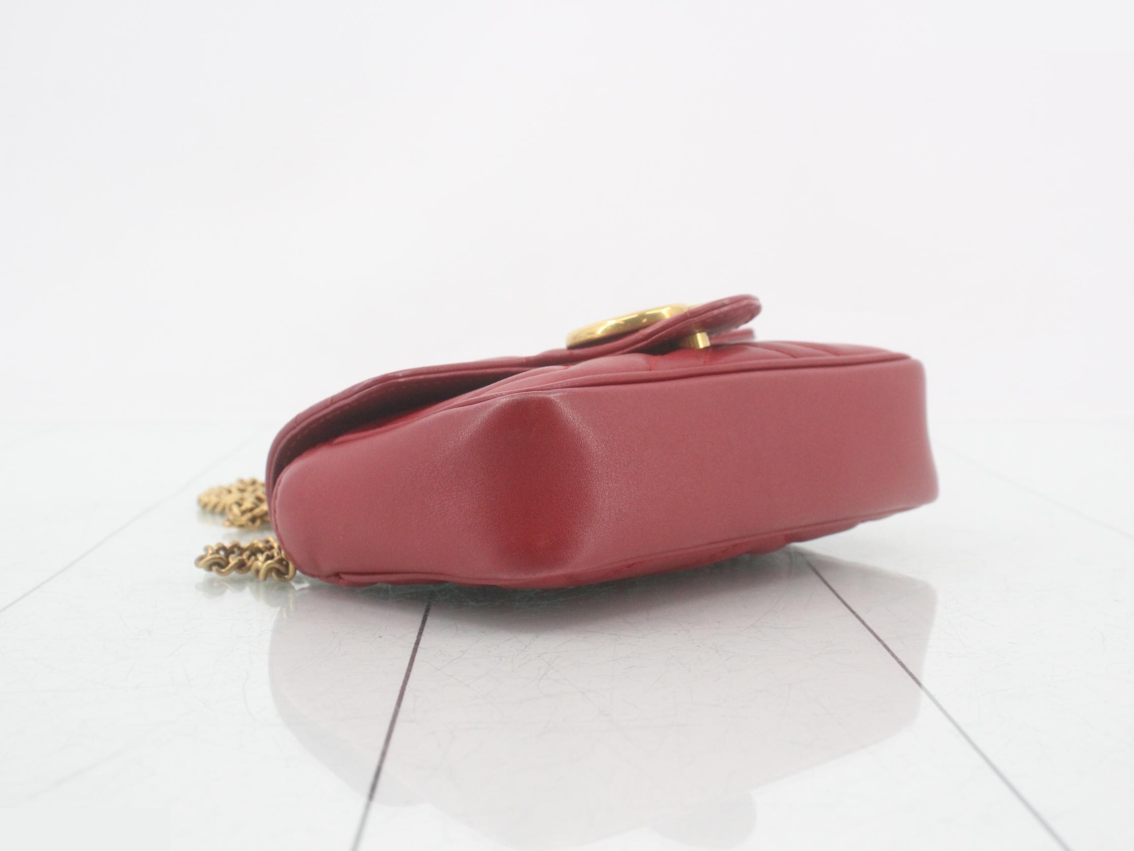 GG Marmont quilted red leather shoulder bag with box. — view 5