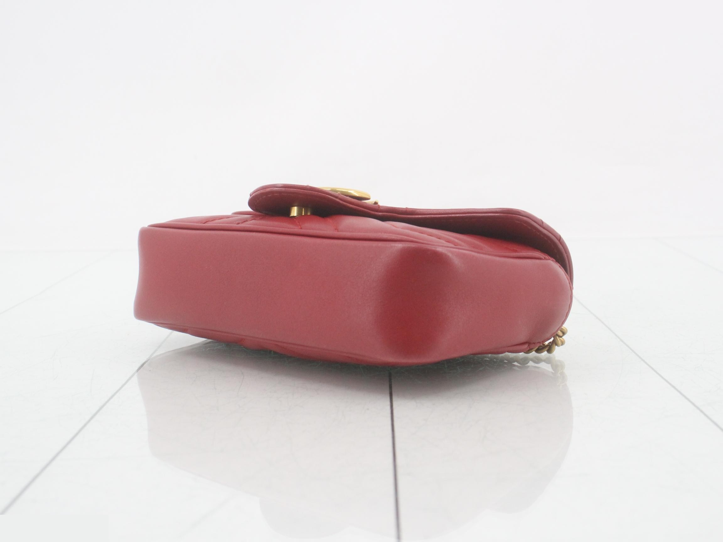 GG Marmont quilted red leather shoulder bag with box. — view 6