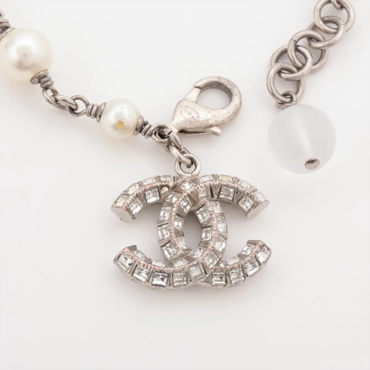 Coco Mark B15P Bracelet, Metal x Rhinestone x Faux Pearl, Silver. Shows — view 2