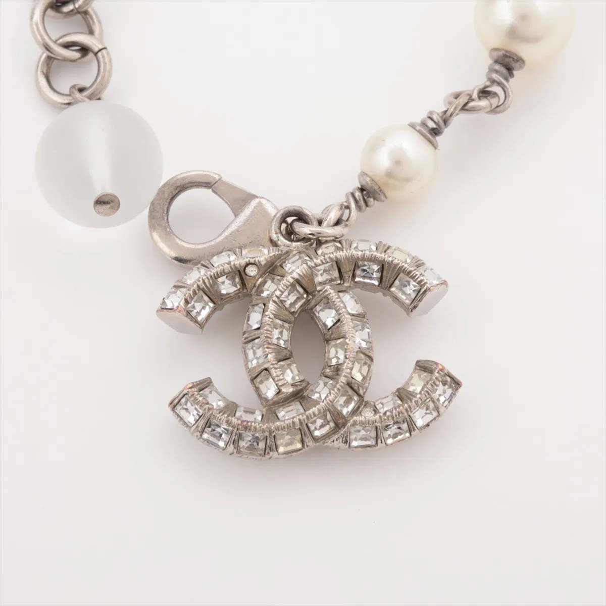 Coco Mark B15P Bracelet, Metal x Rhinestone x Faux Pearl, Silver. Shows — view 3
