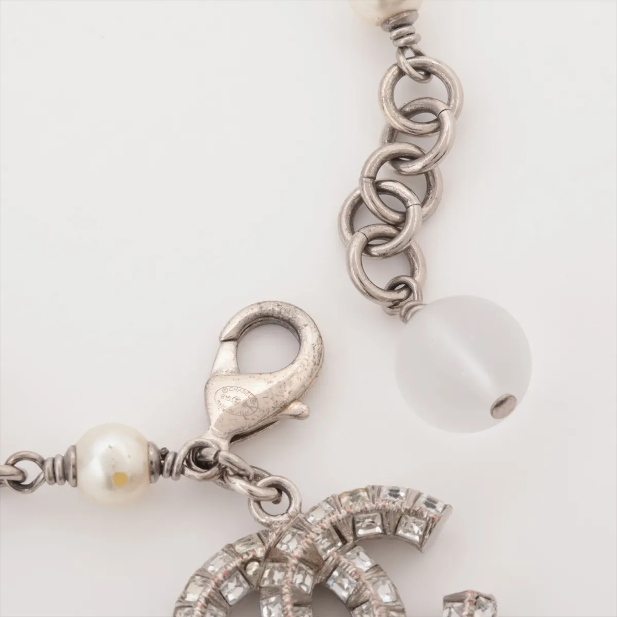 Coco Mark B15P Bracelet, Metal x Rhinestone x Faux Pearl, Silver. Shows — view 4