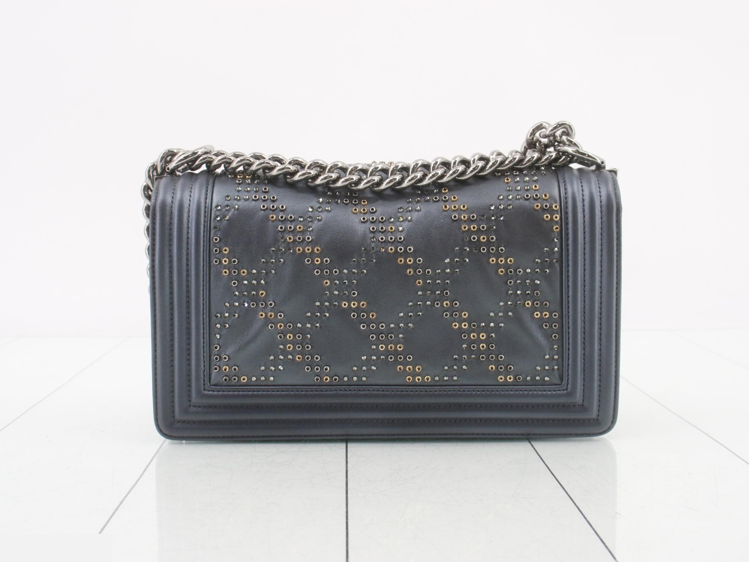 Boy Chanel Stone Lamb Shoulder Bag with Seal Card — view 2