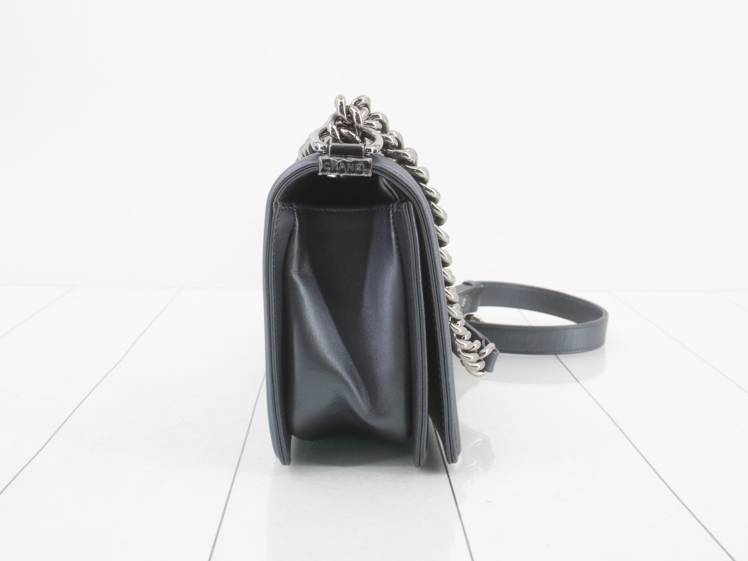 Boy Chanel Stone Lamb Shoulder Bag with Seal Card — view 4