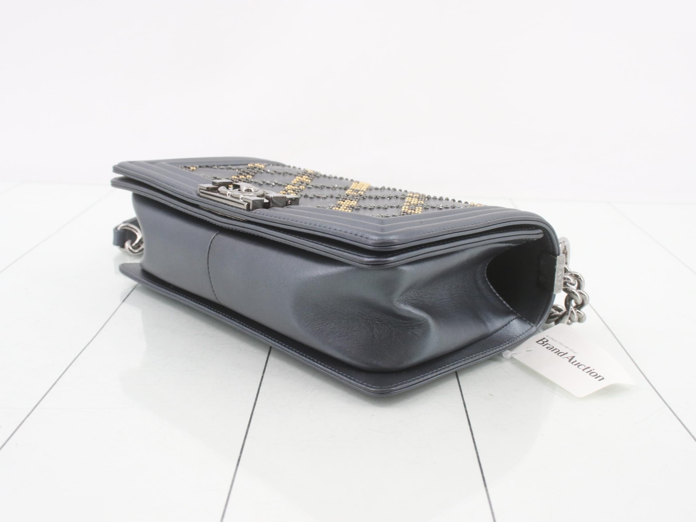 Boy Chanel Stone Lamb Shoulder Bag with Seal Card — view 6