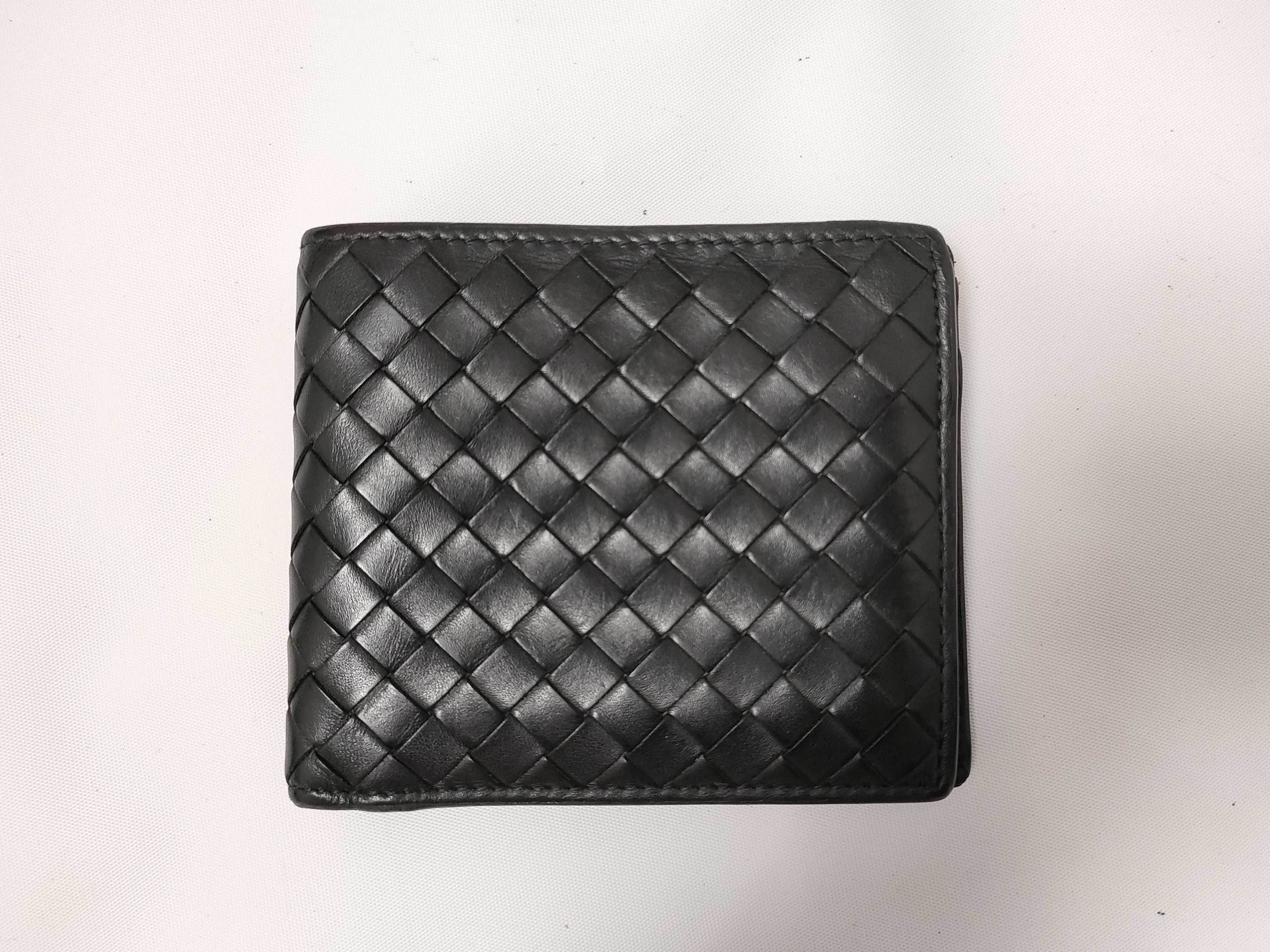 Intrecciato Compact Wallet Leather Black