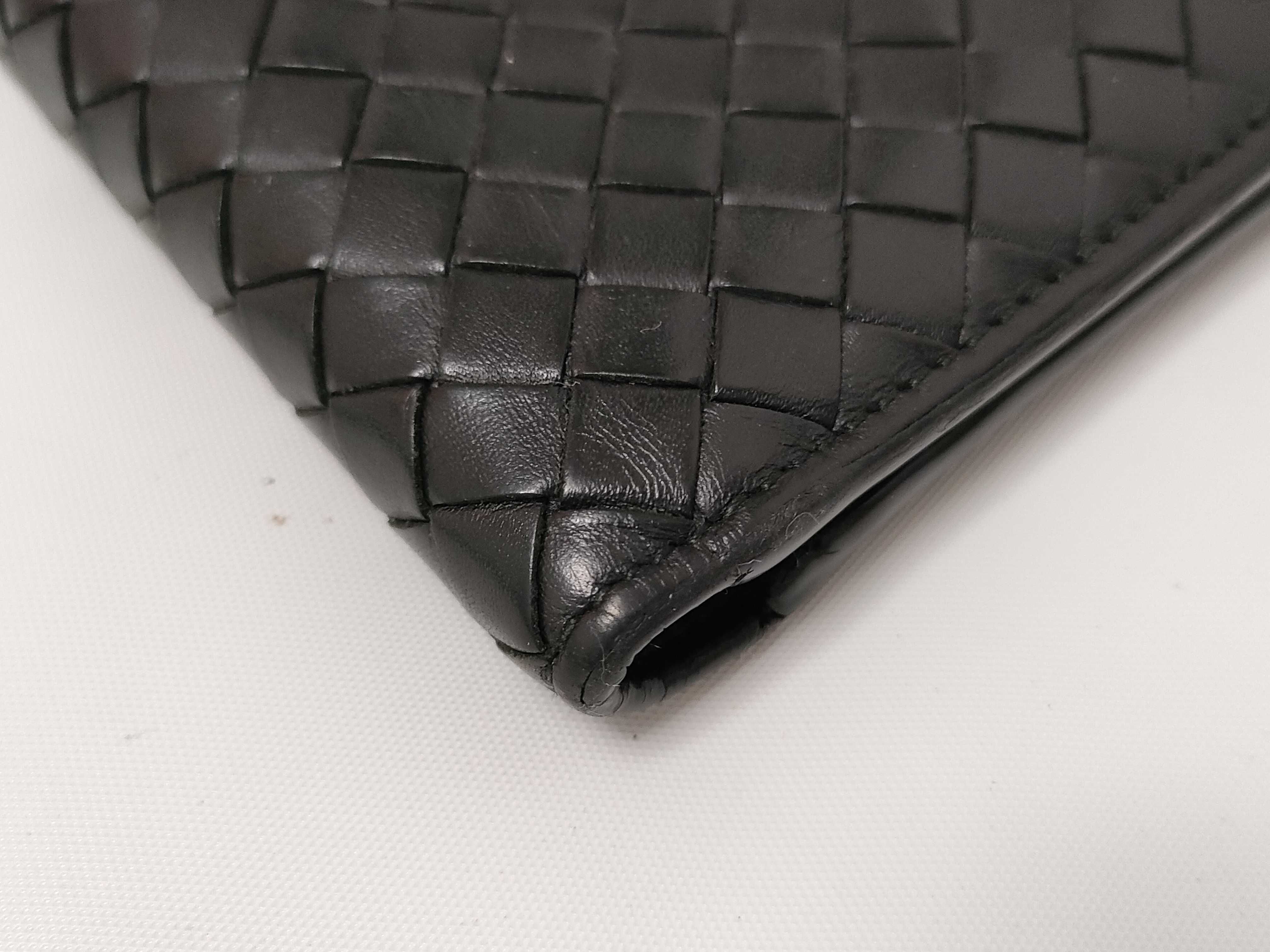 Intrecciato Compact Wallet Leather Black — view 2