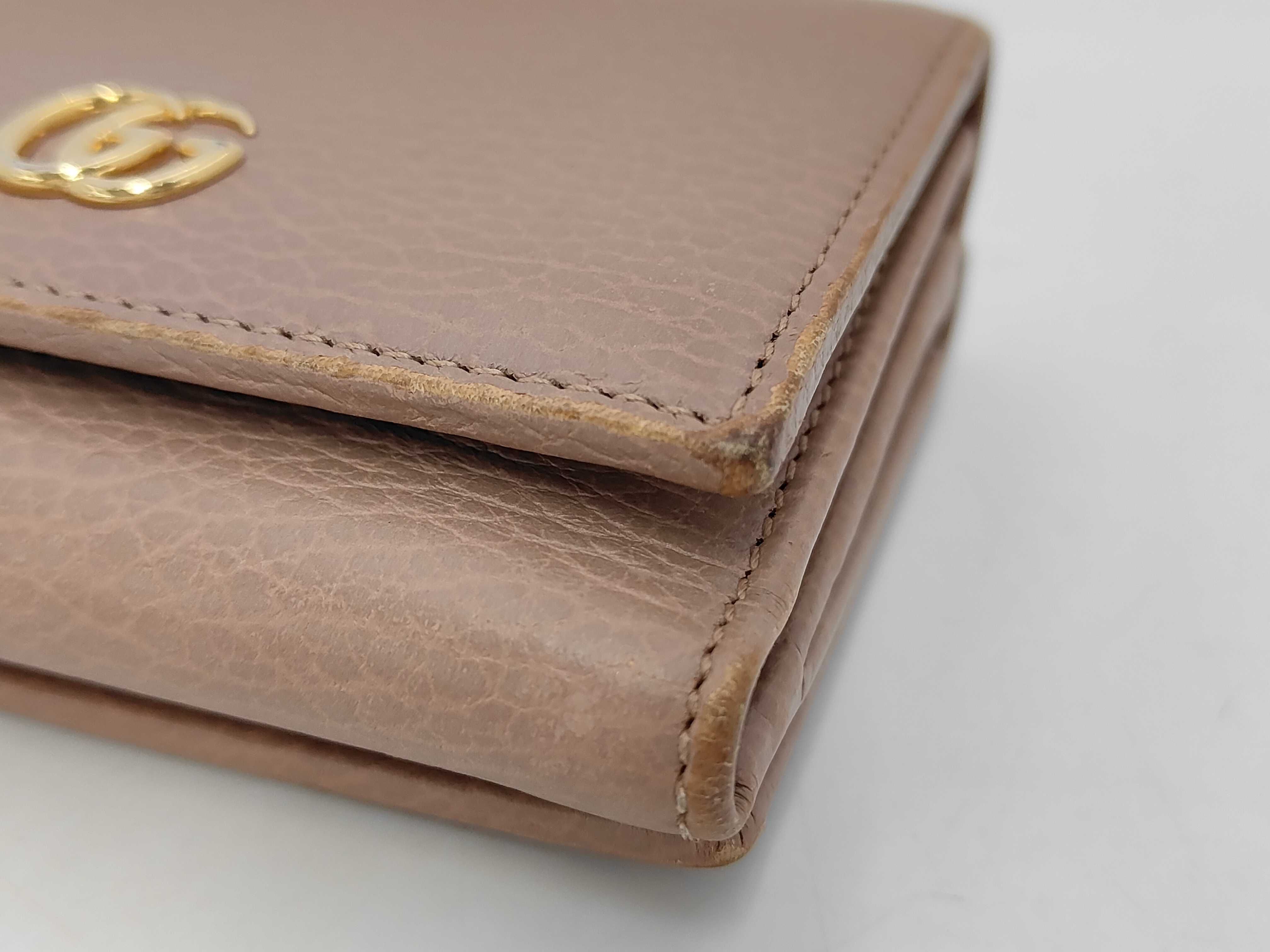 GG Marmont Tri-fold Wallet, Leather, Beige, 474746 — view 3