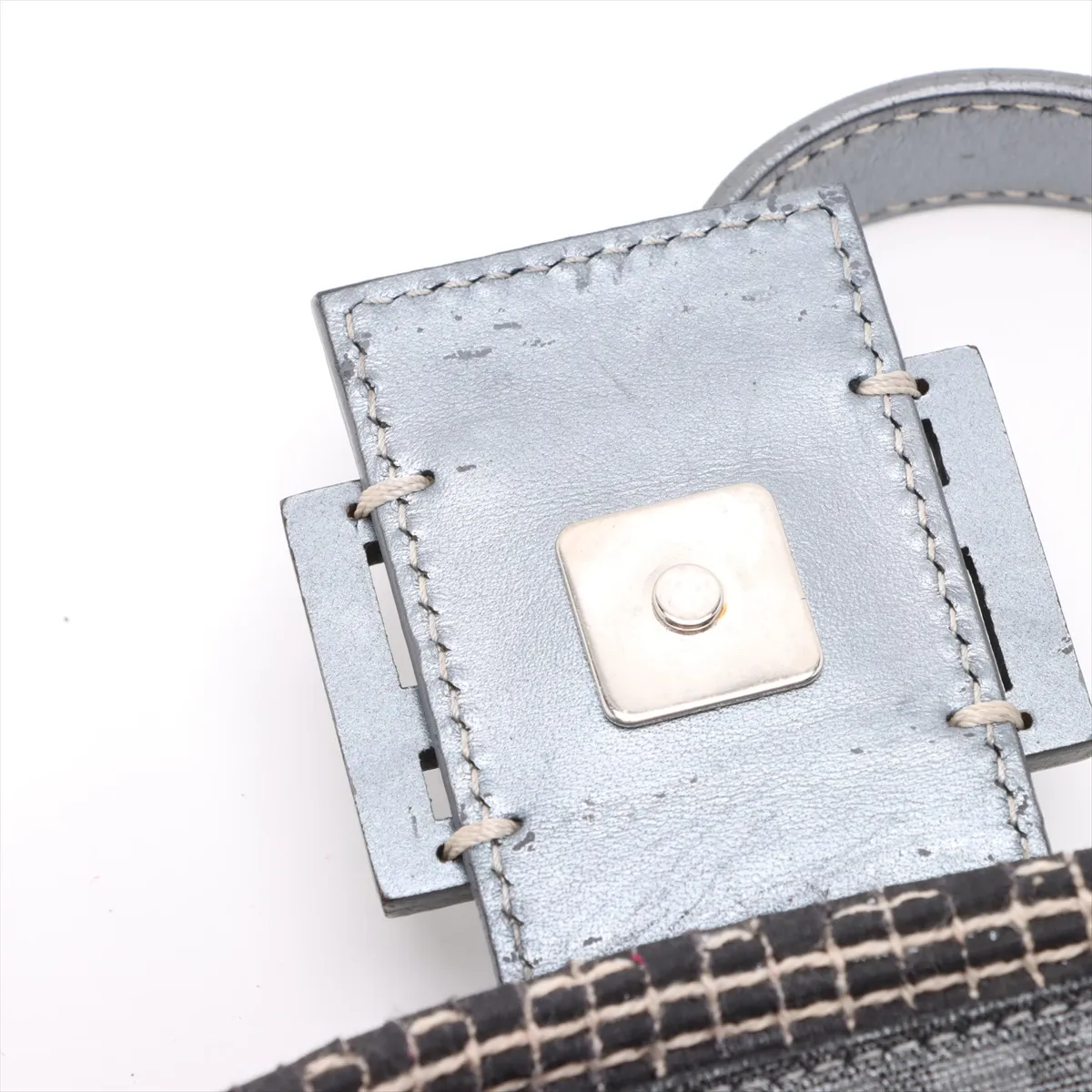 Textile x Leather Shoulder Bag Gray 8BR600 — view 11