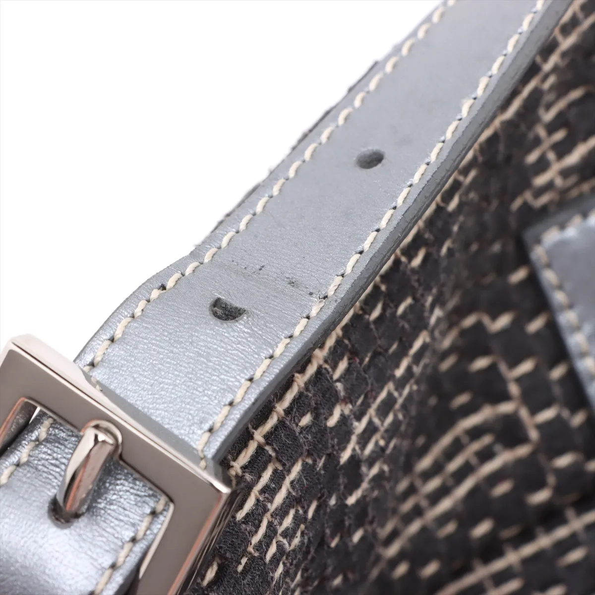 Textile x Leather Shoulder Bag Gray 8BR600 — view 13