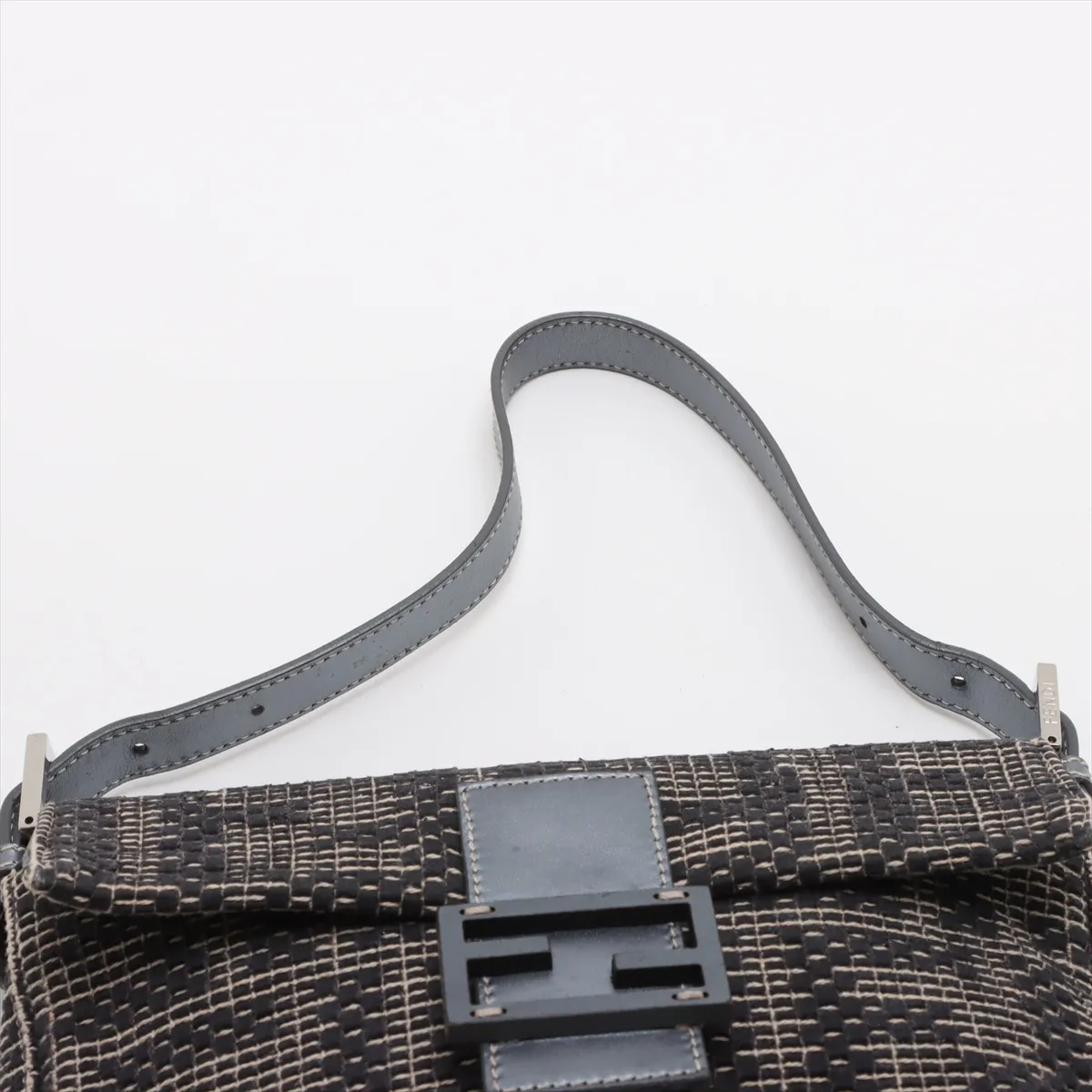 Textile x Leather Shoulder Bag Gray 8BR600 — view 6