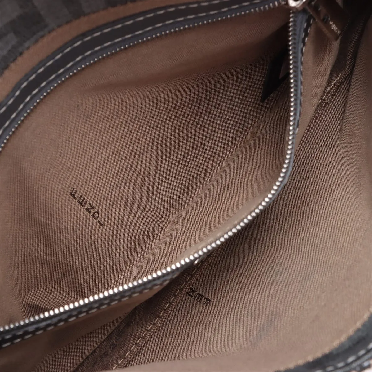 Textile x Leather Shoulder Bag Gray 8BR600 — view 8