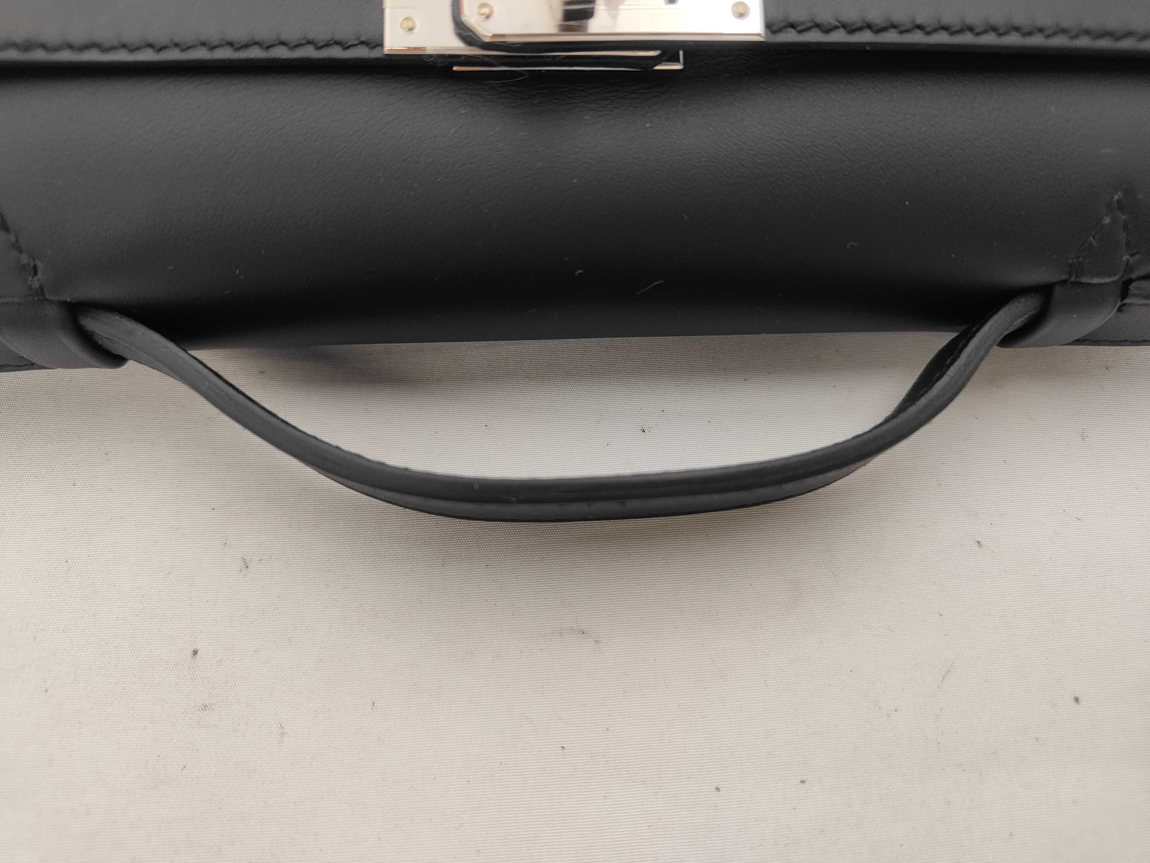 Pochette Kelly, Black Swift Leather, Silver Hardware, G Stamp, Handbag — view 3