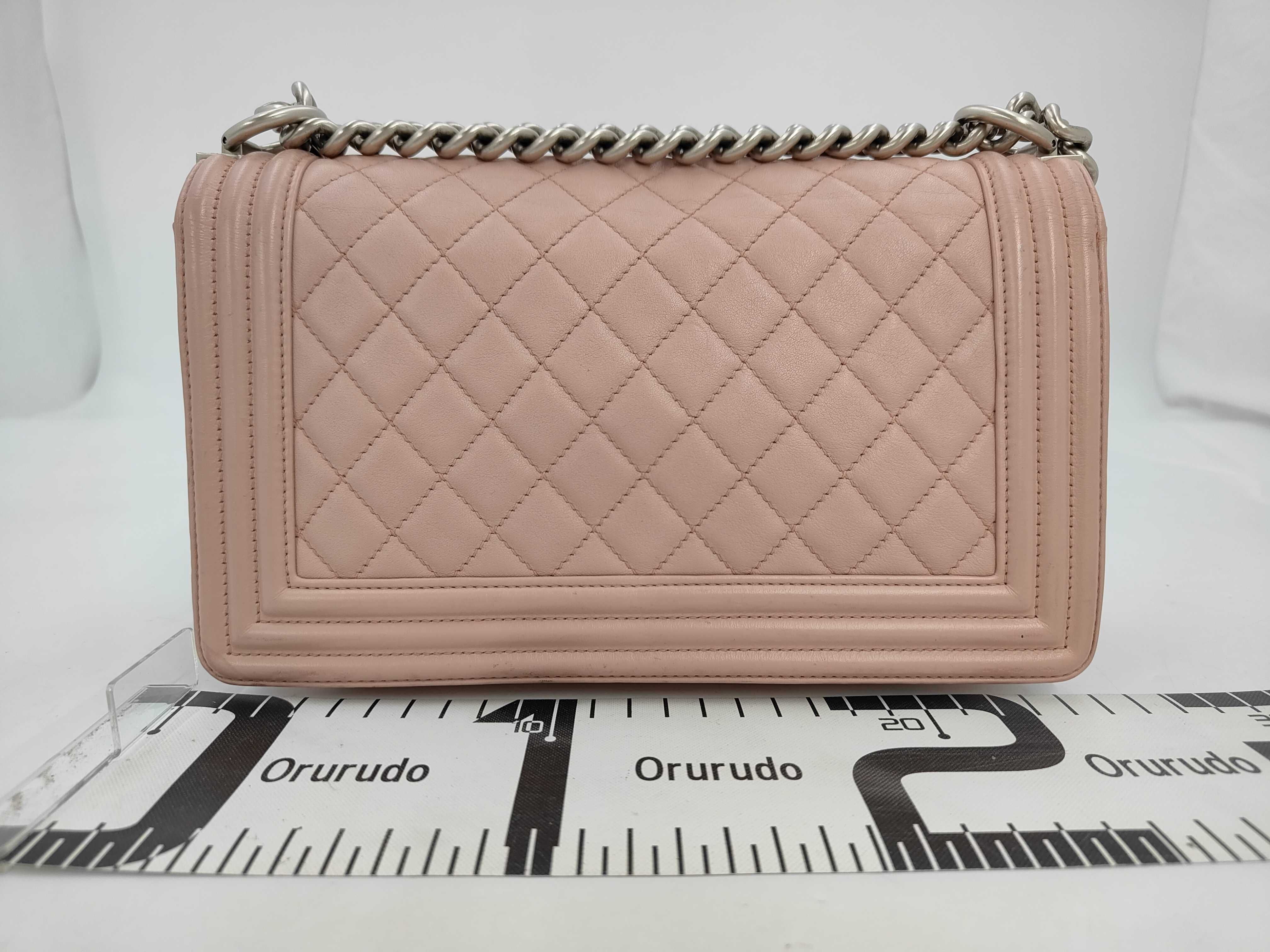 Matelassé Lambskin Pink Silver Boy Chanel Shoulder Bag — view 2