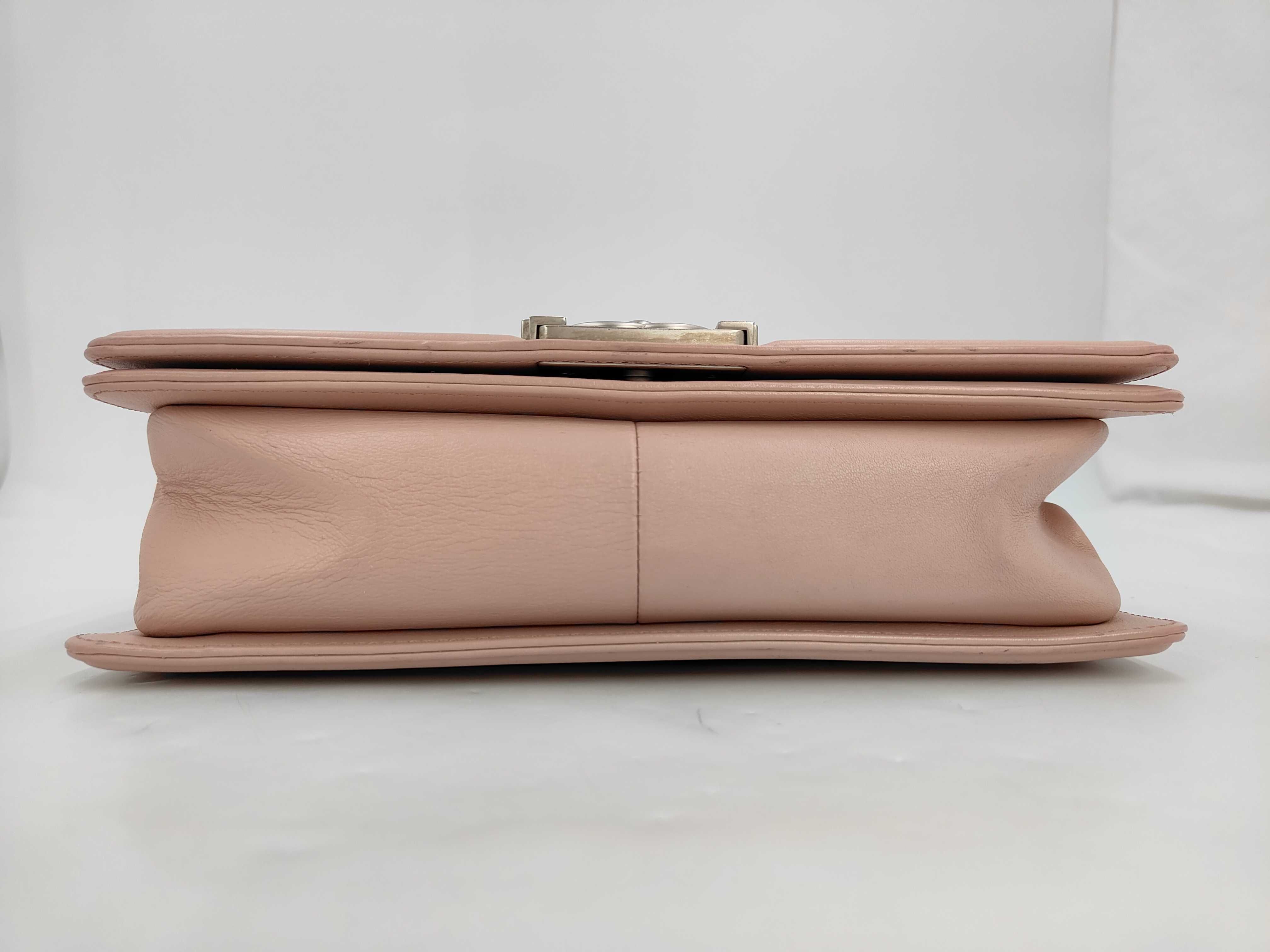 Matelassé Lambskin Pink Silver Boy Chanel Shoulder Bag — view 3