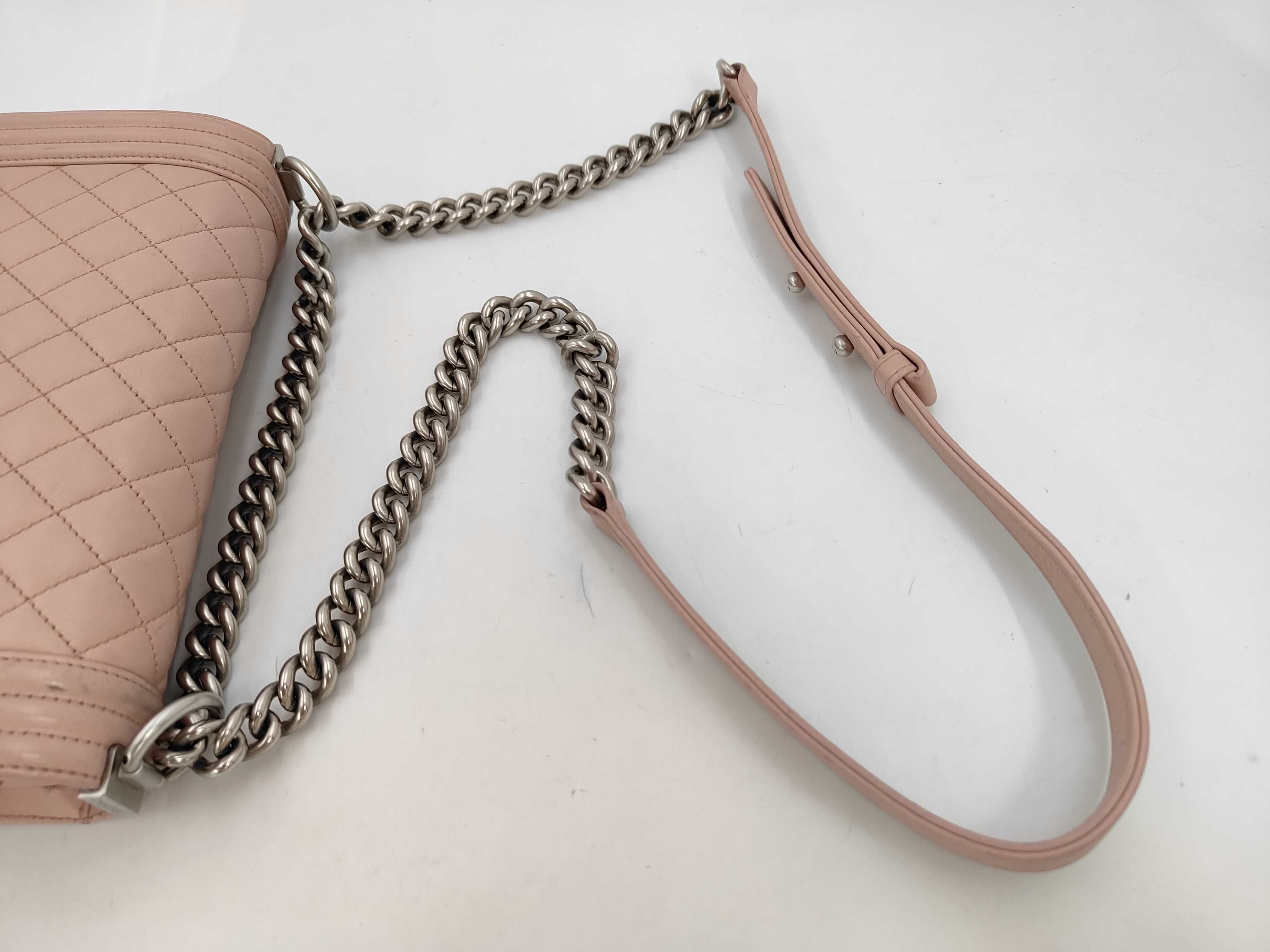 Matelassé Lambskin Pink Silver Boy Chanel Shoulder Bag — view 5