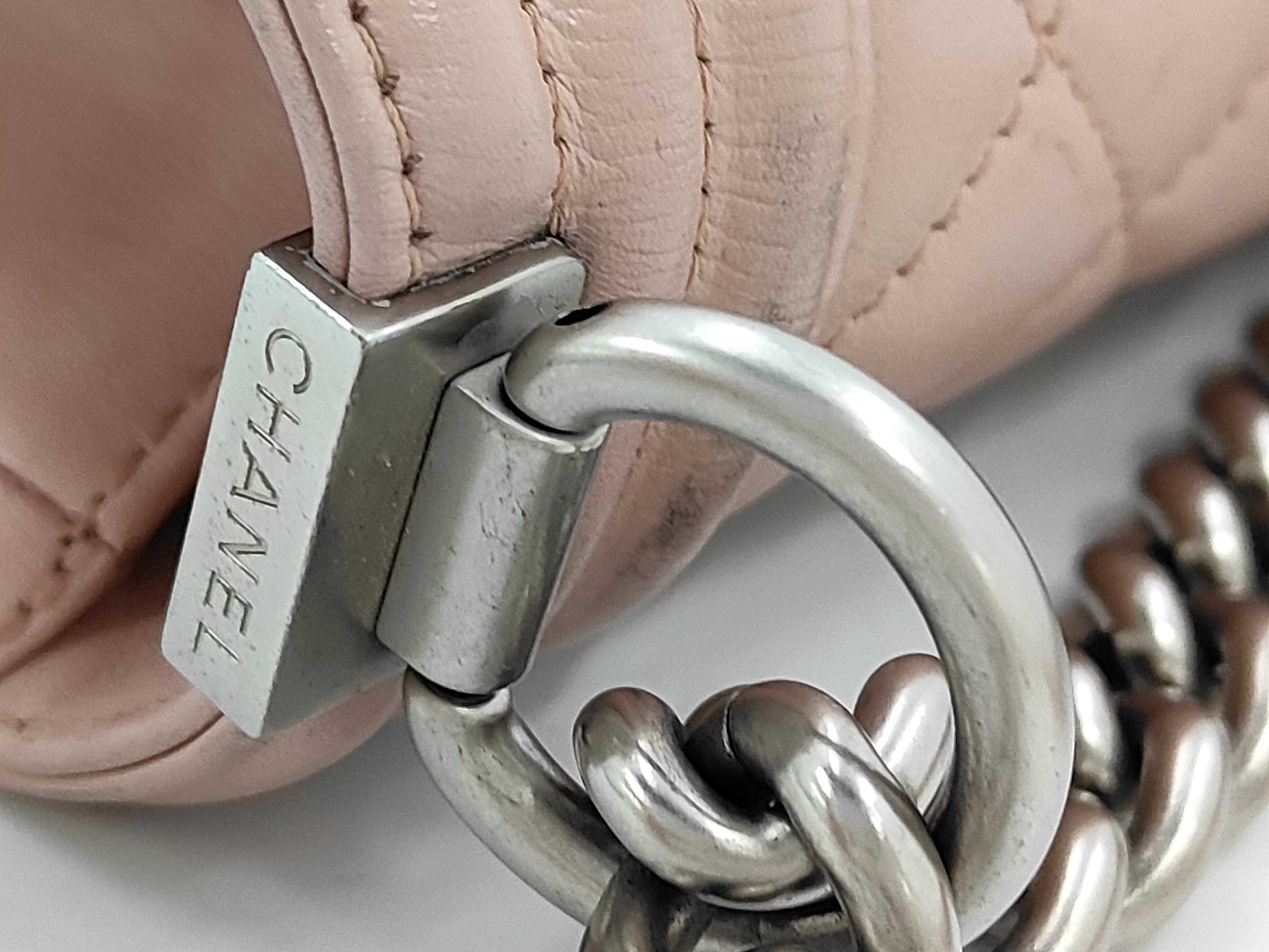 Matelassé Lambskin Pink Silver Boy Chanel Shoulder Bag — view 8