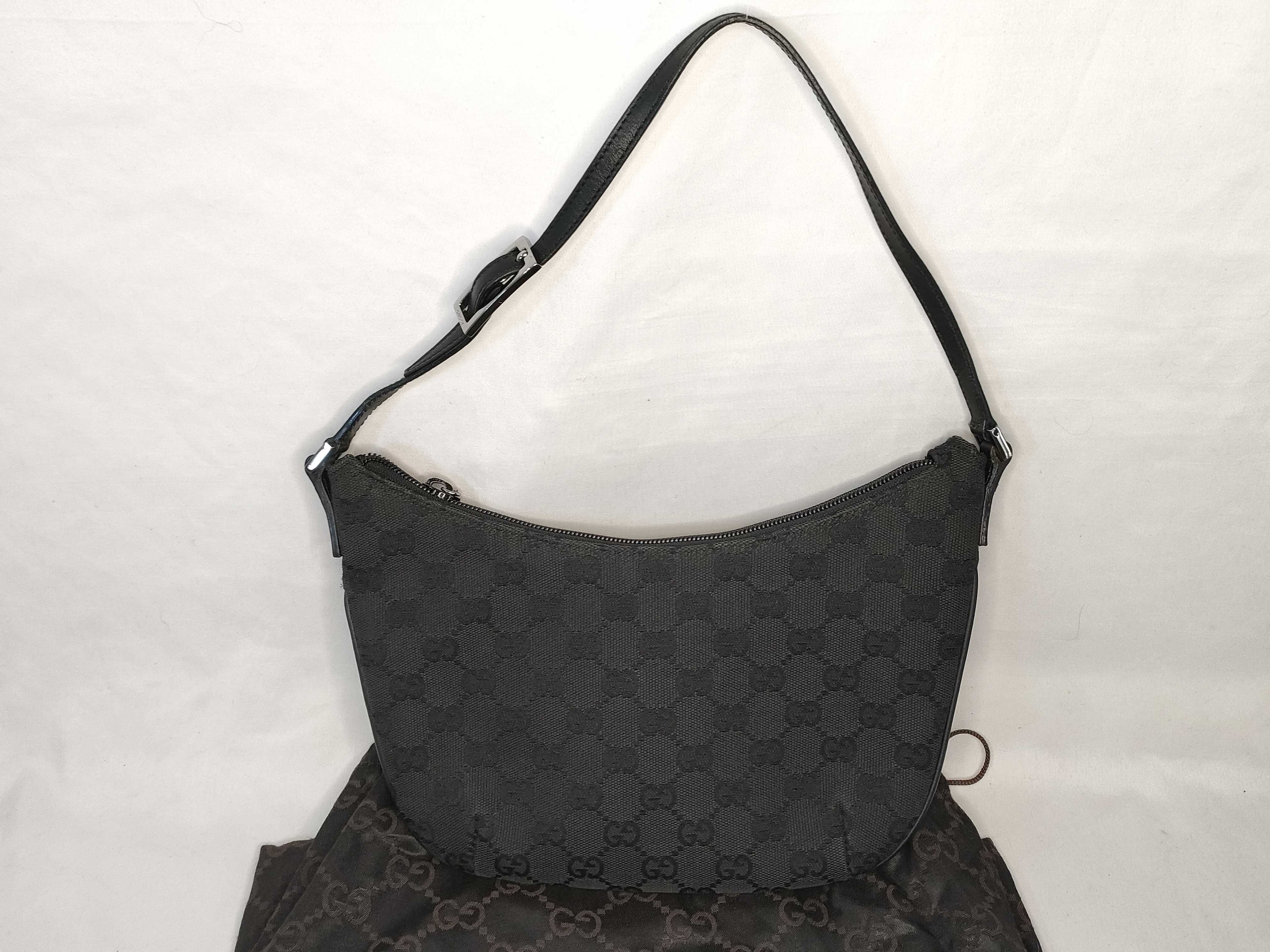 handbag/accessory pouch, leather and canvas, GG pattern.