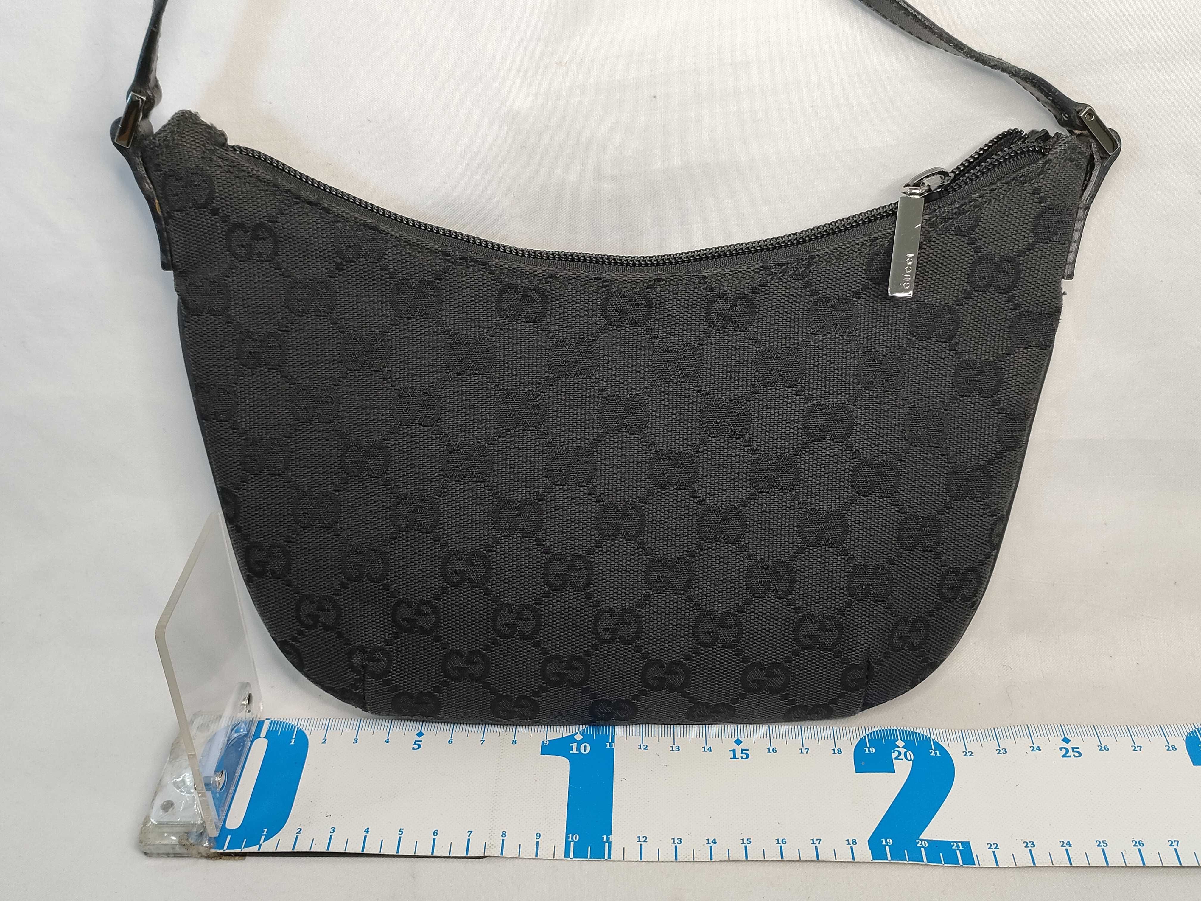 handbag/accessory pouch, leather and canvas, GG pattern. — view 2