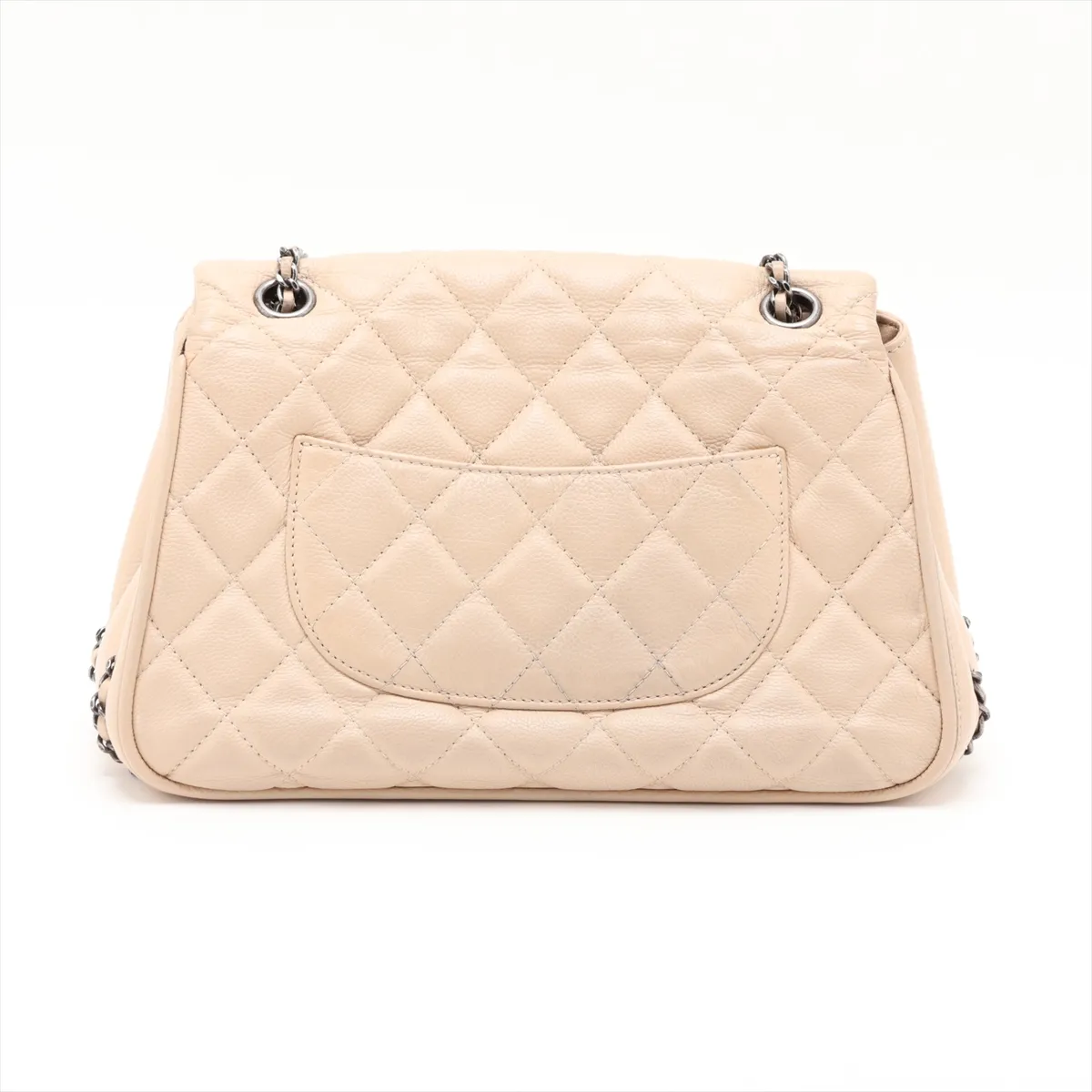 Matelassé Leather Single Flap Single Chain Bag, Beige, Gunmetal Hardware, Item No. 23246451 (Serial No. 23) — view 2