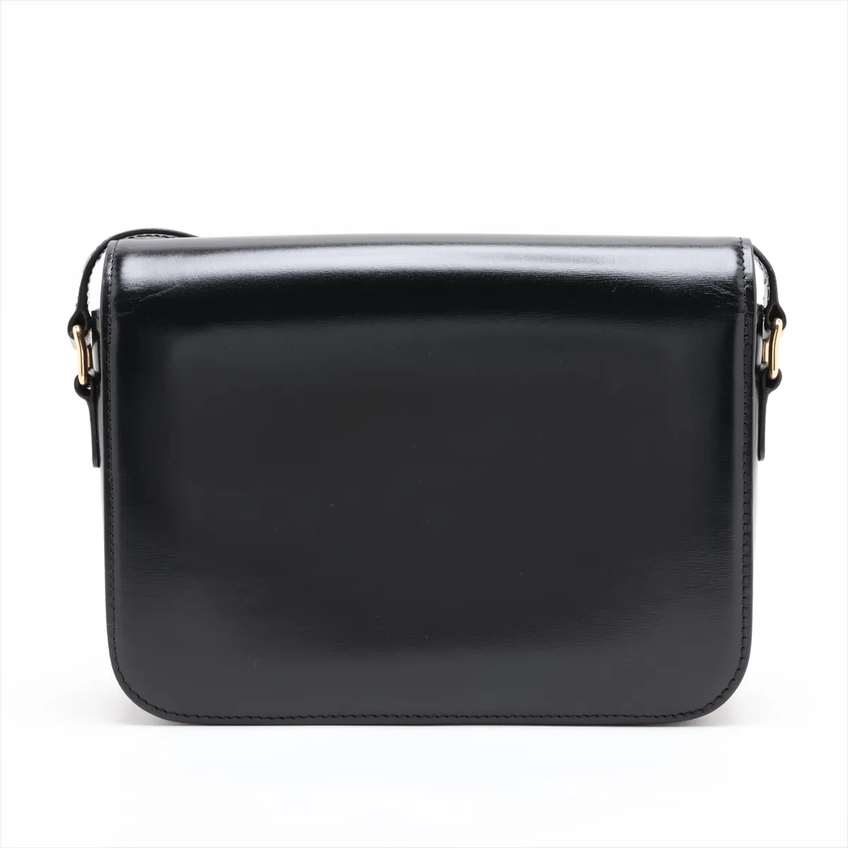 Triomphe Teen Leather Shoulder Bag, Black — view 2