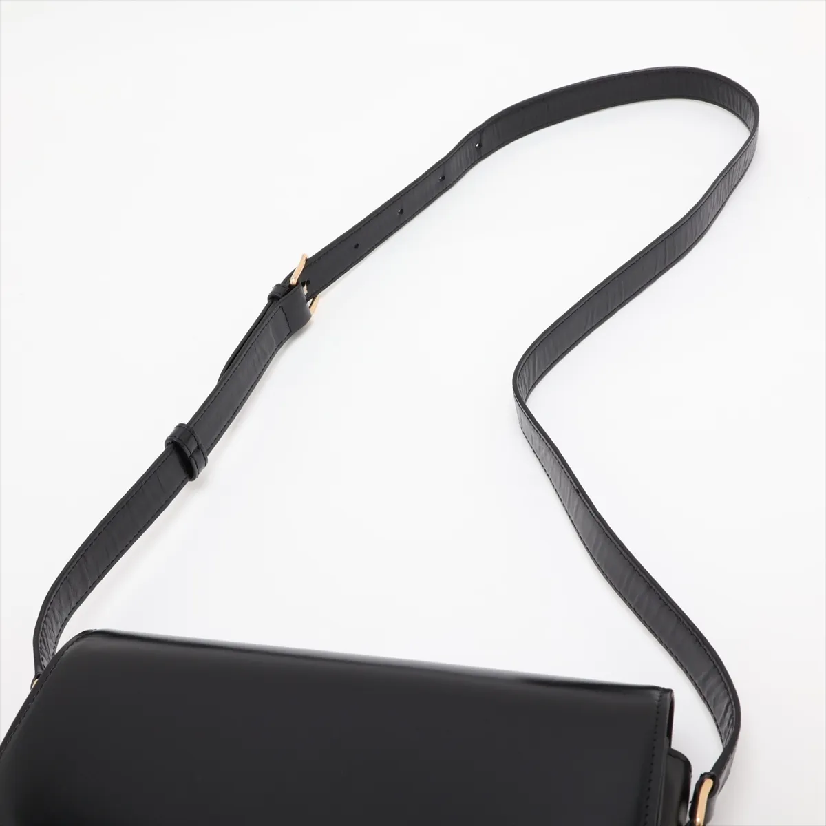 Triomphe Teen Leather Shoulder Bag, Black — view 5