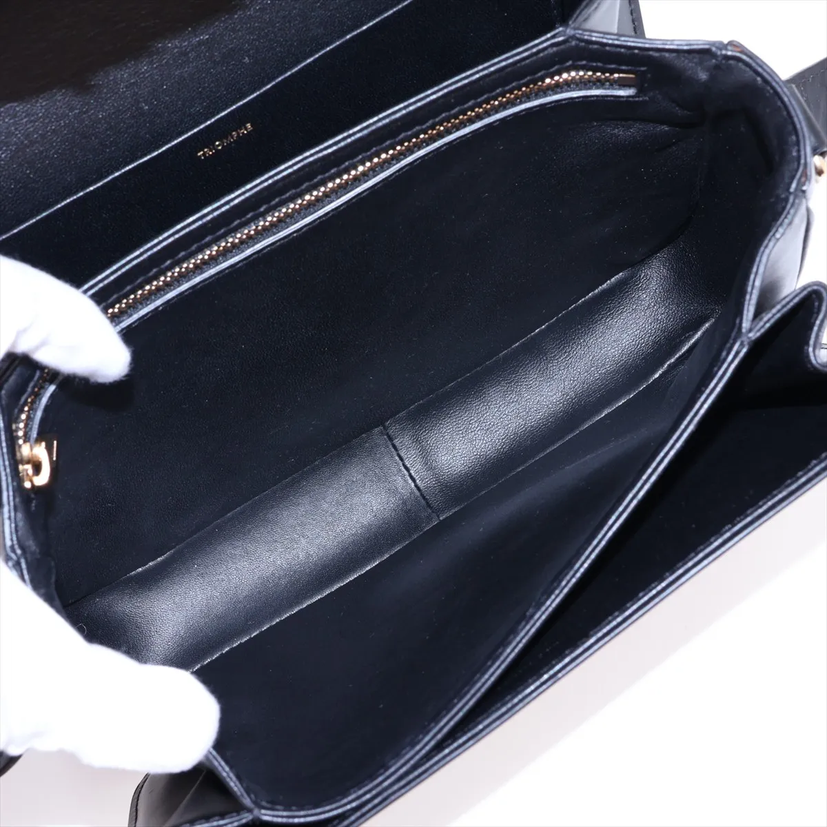 Triomphe Teen Leather Shoulder Bag, Black — view 6