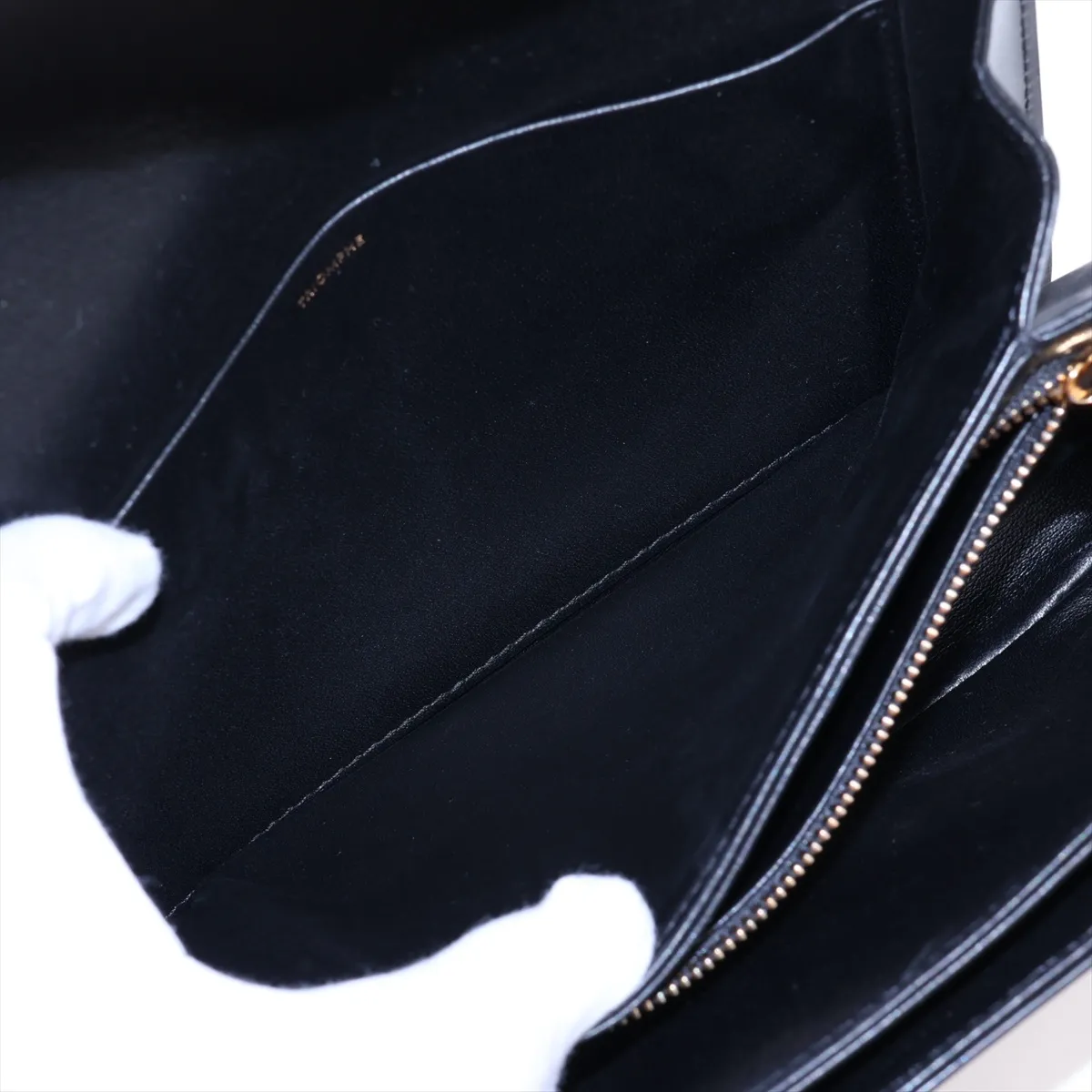 Triomphe Teen Leather Shoulder Bag, Black — view 9
