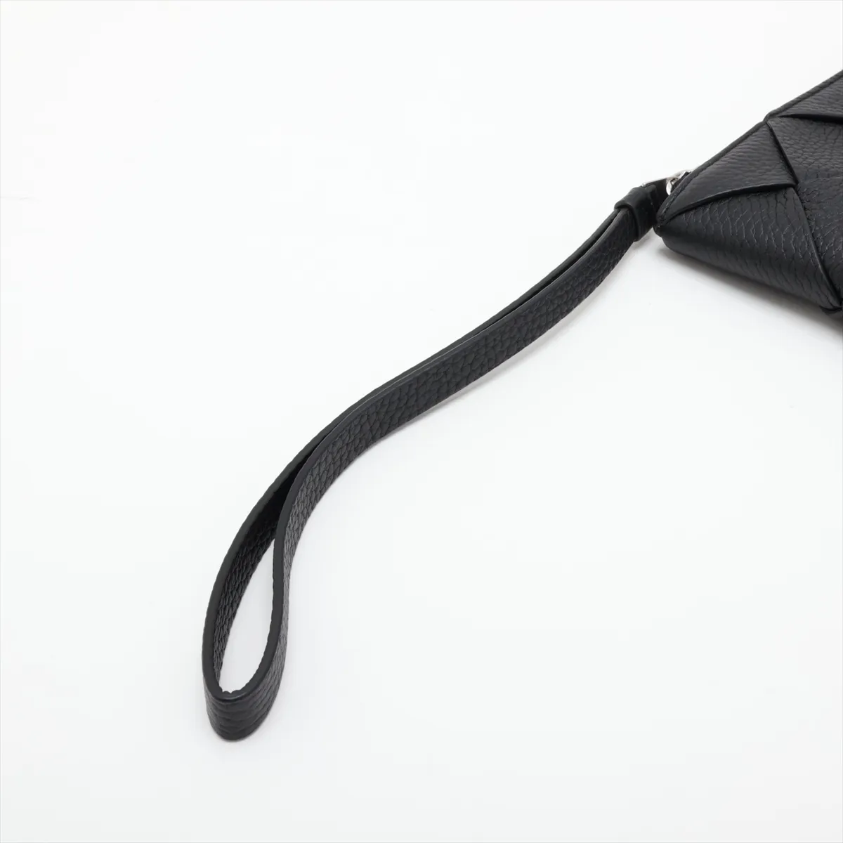 Maxi Intrecciato Diagono Leather Clutch Bag, Black — view 5