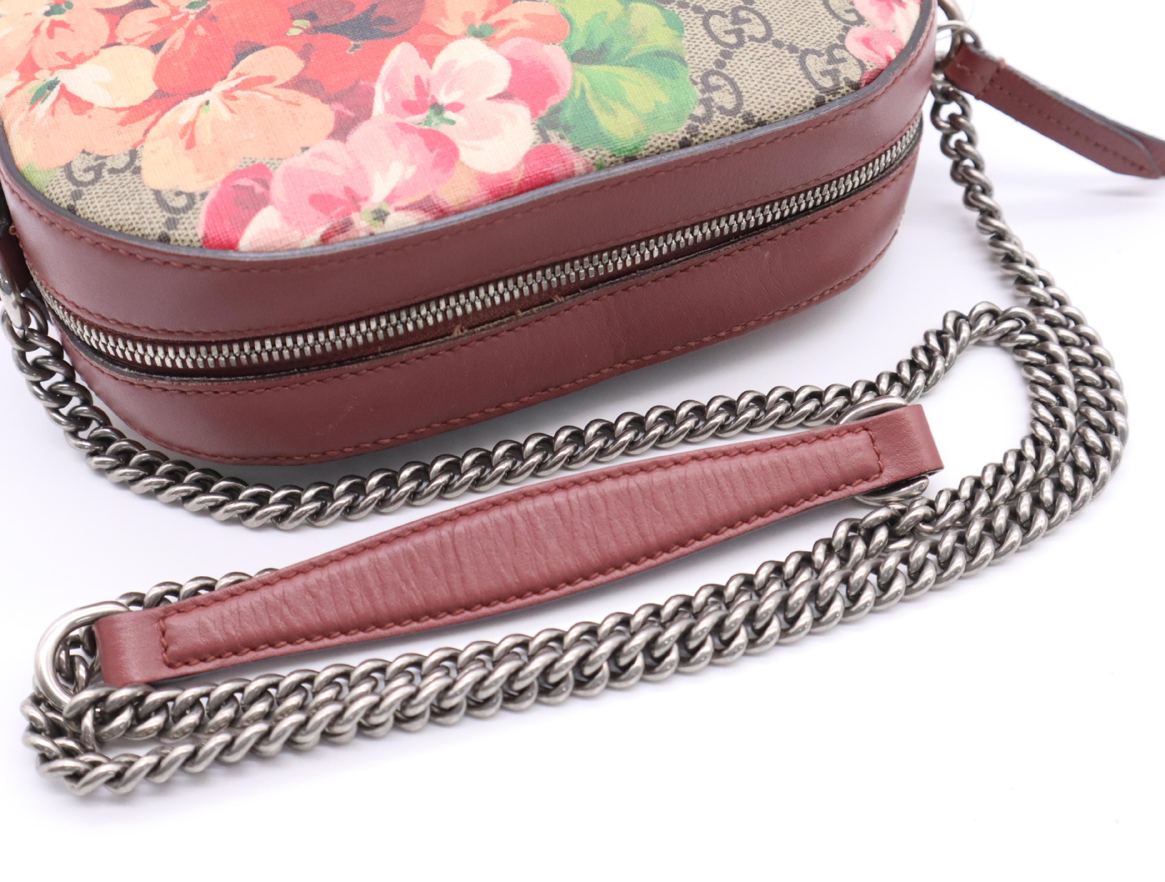 409535GG Blooms Chain Shoulder Bag, Floral Pattern, Multicolor, Brown, with Dust Bag. — view 12