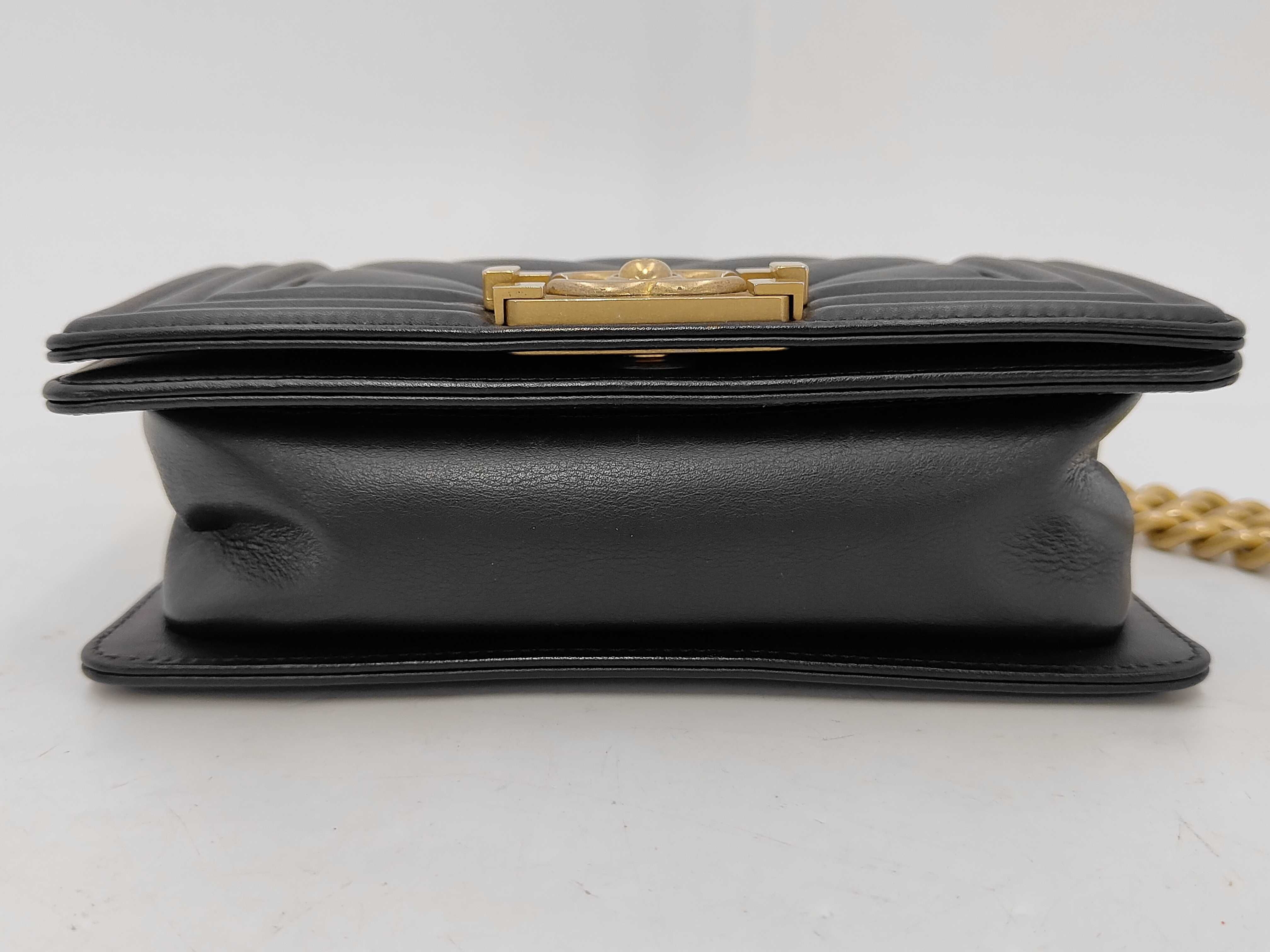 Boy Chanel Chevron Chain Shoulder Bag, Black Lambskin, Gold Hardware. — view 6
