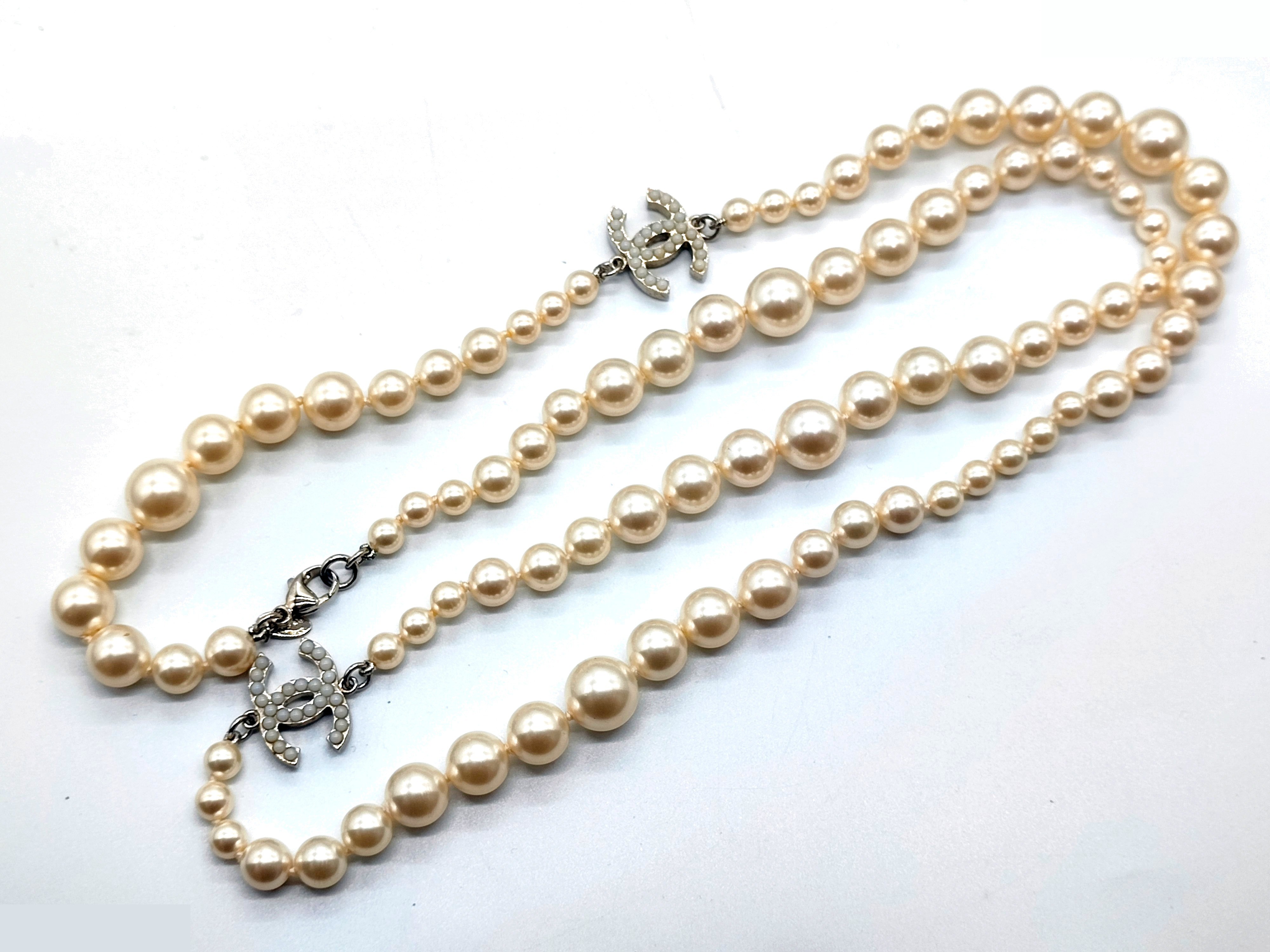 Coco Mark Pearl Necklace, A13V, Total Length Approx. 85cm — view 4